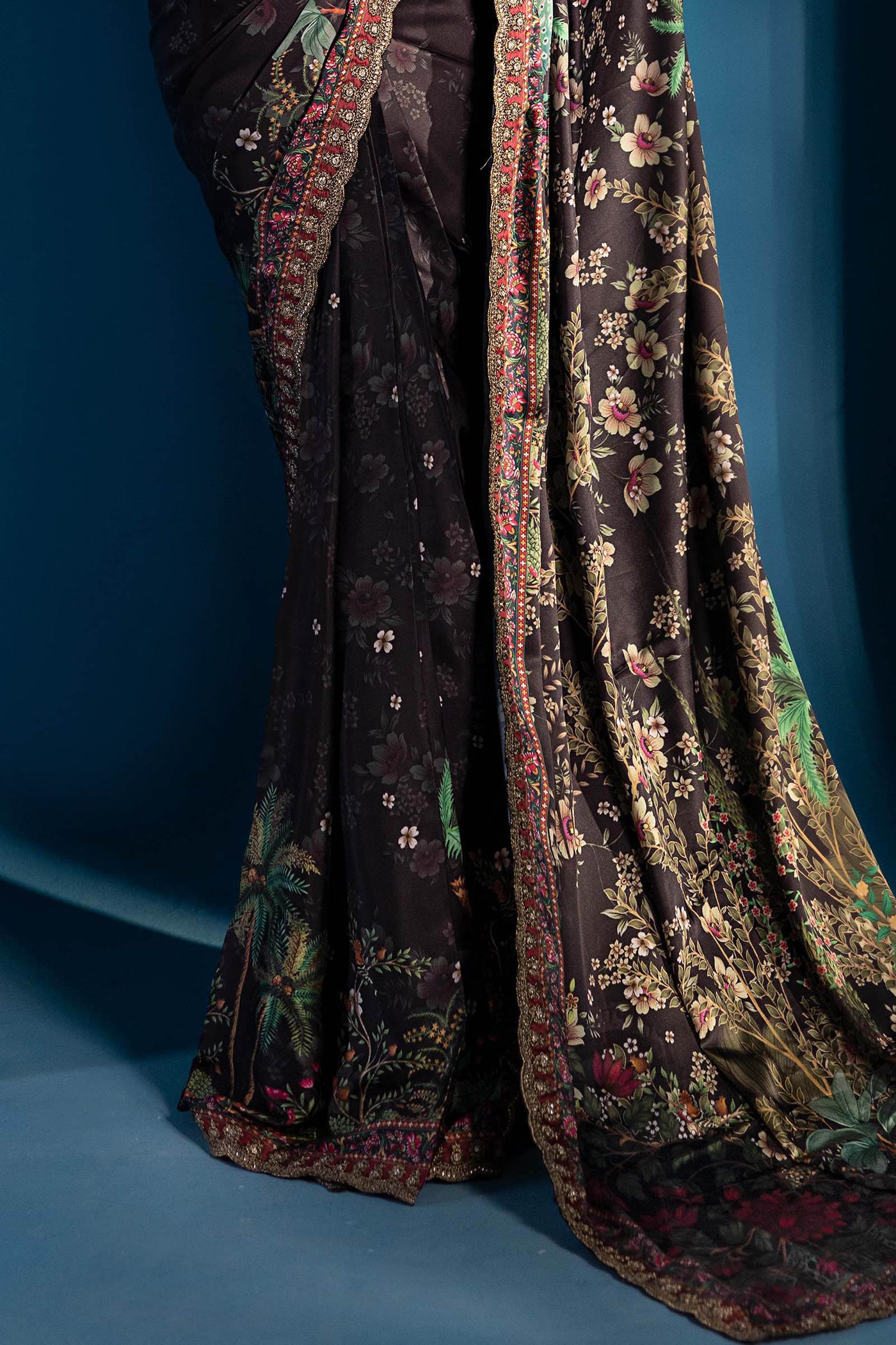 Embroidered Satin Silk Saree
