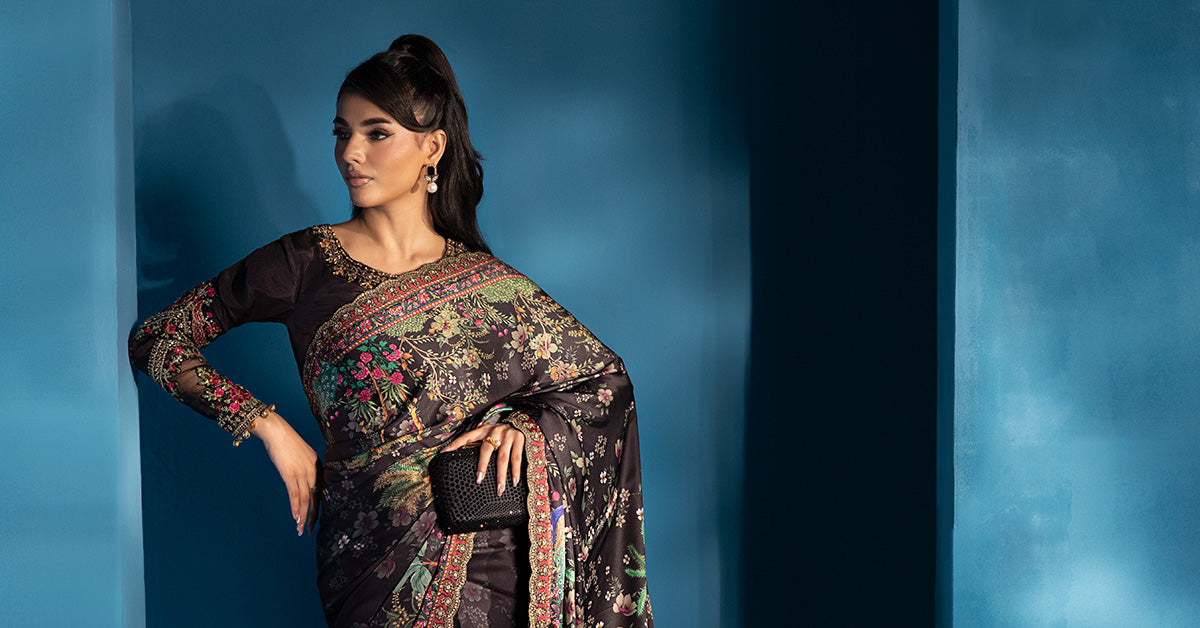 Embroidered Satin Silk Saree