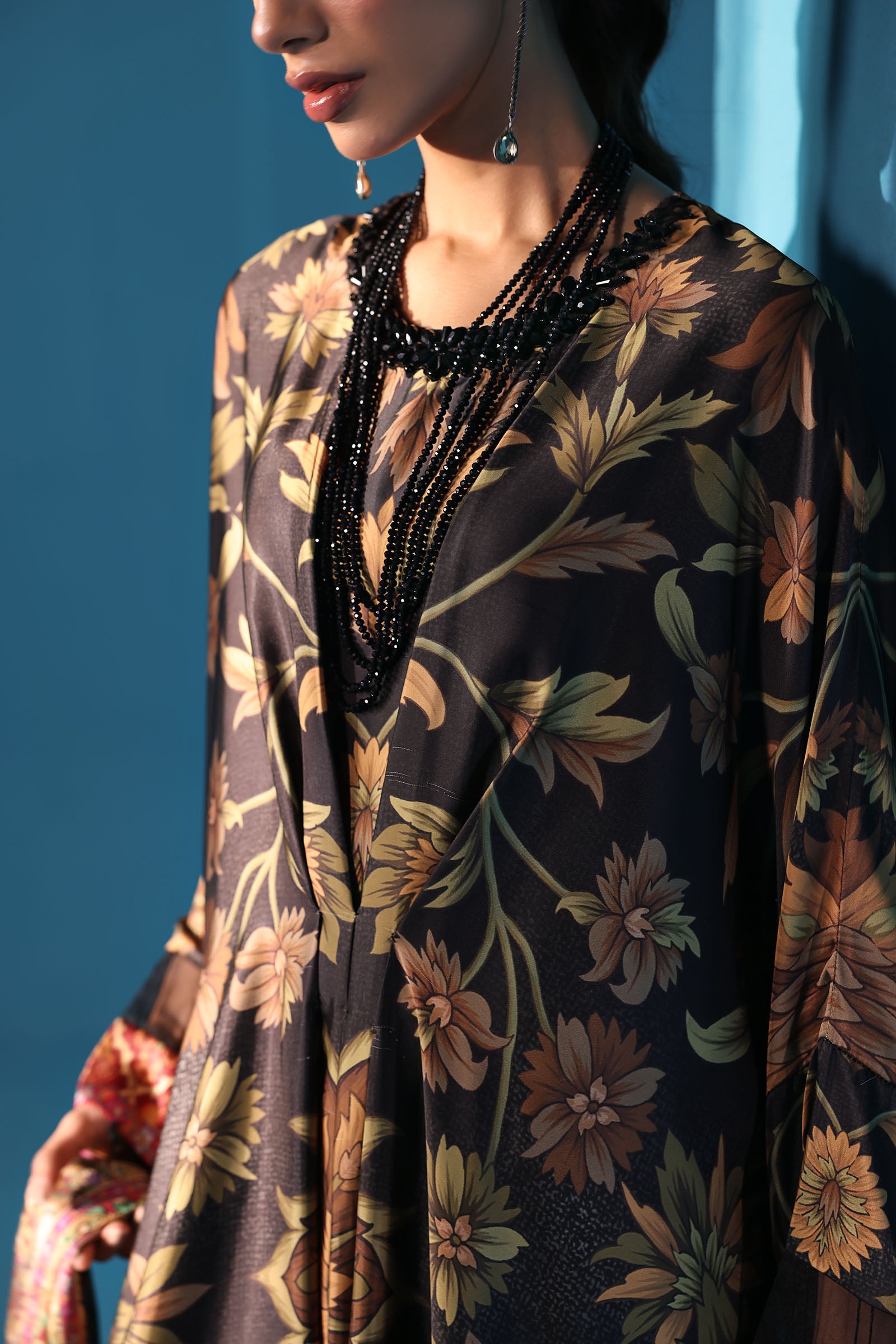 3 Piece Embroidered Satin Silk Suit