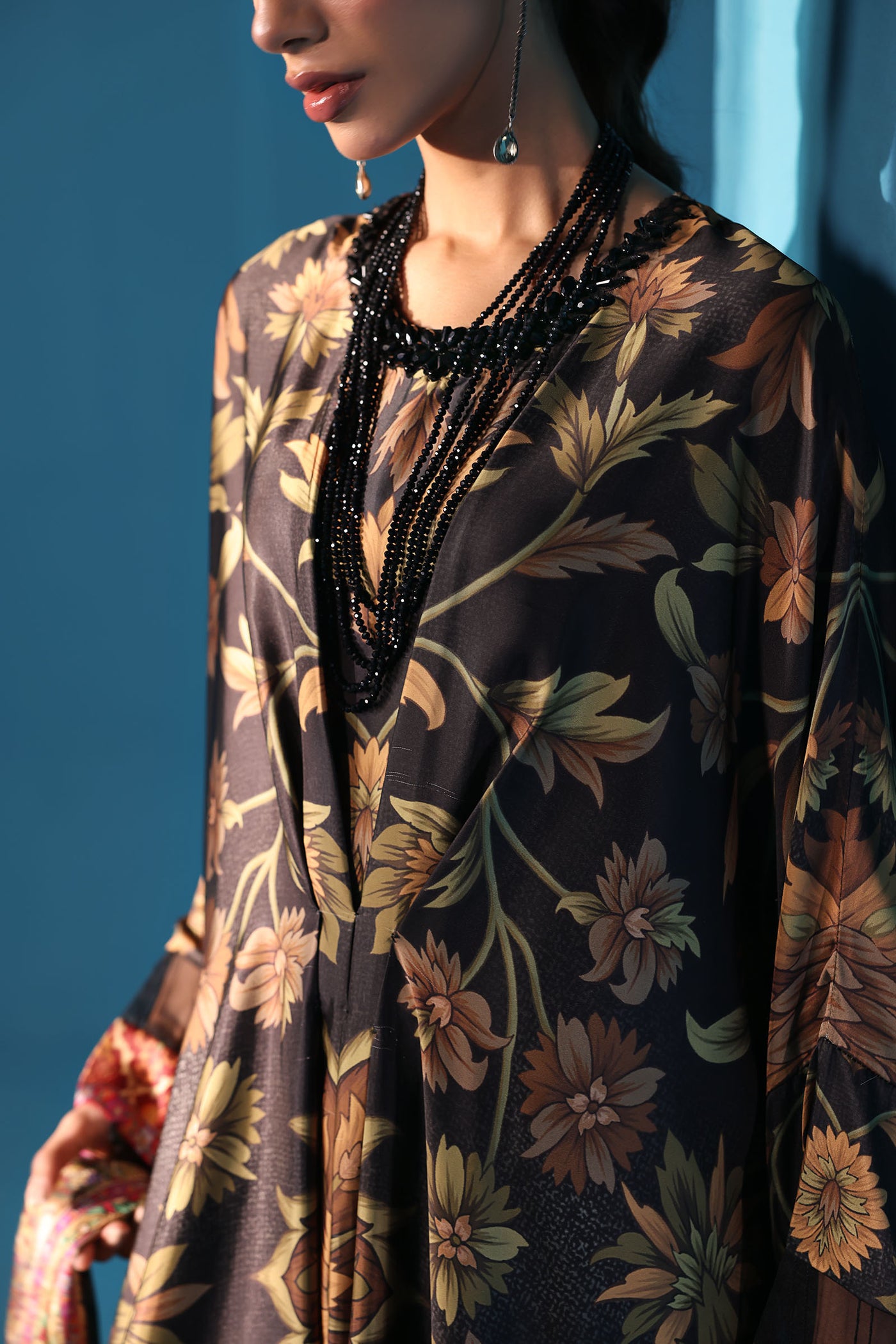 3 Piece Embroidered Satin Silk Suit