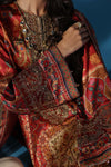 3 Piece Embroidered Satin Silk Suit