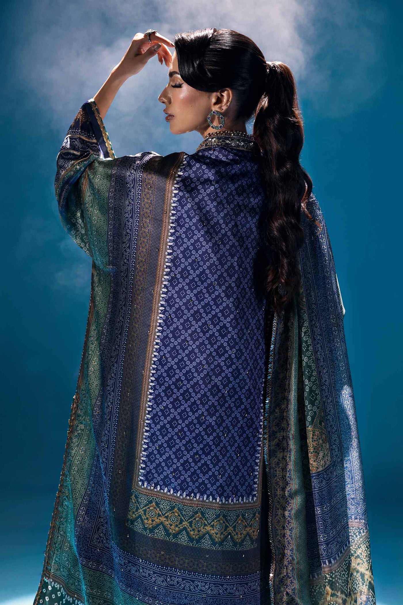 3 Piece Embroidered Satin Silk Suit