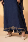 3 Piece Embroidered Self Tassel Silk Suit