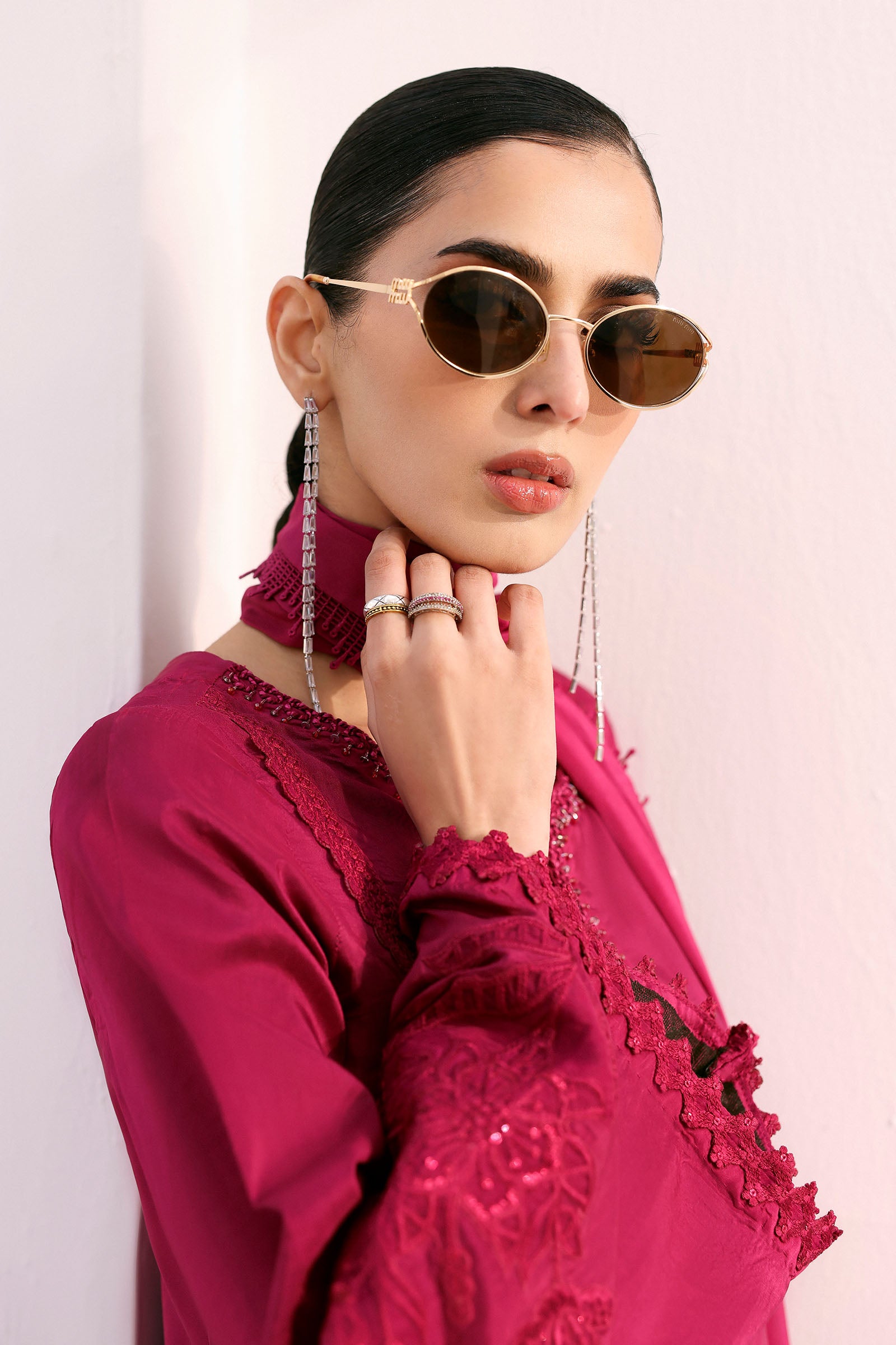 3 Piece Embroidered Tassel Silk Suit