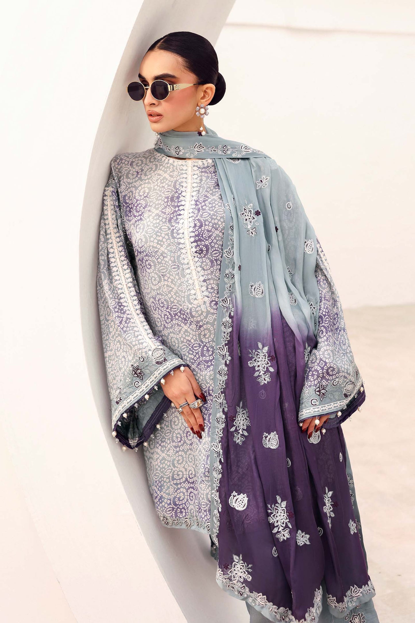 3 Piece Embroidered Silk Suit