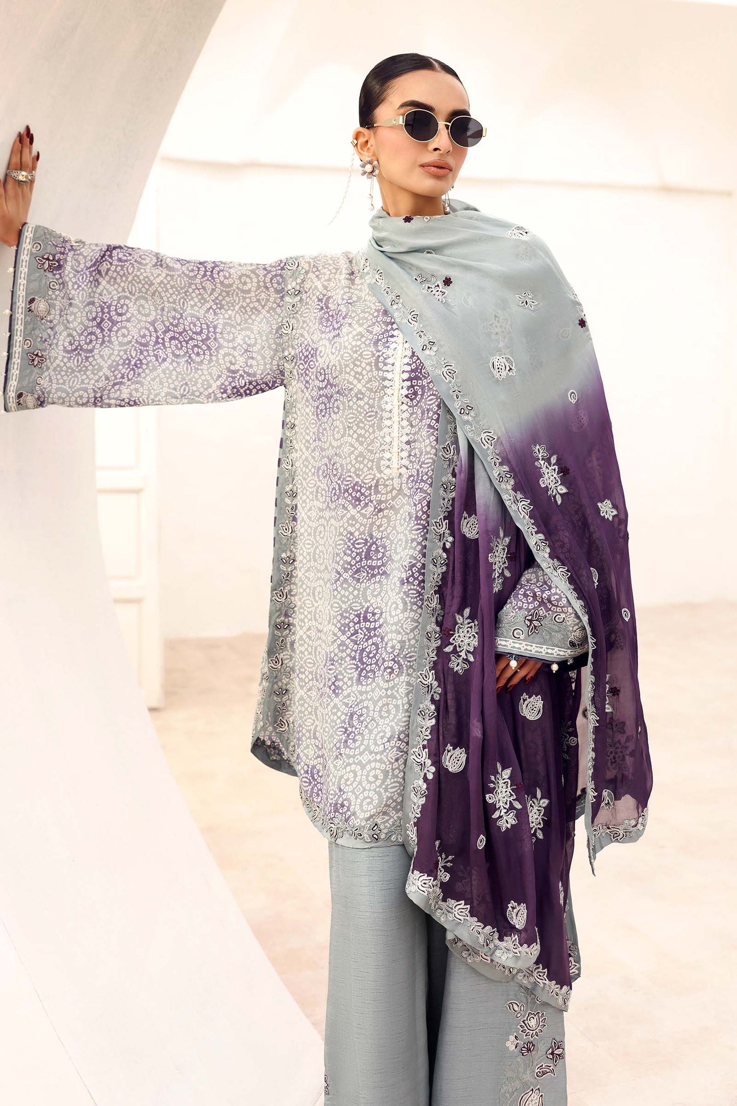 3 Piece Embroidered Silk Suit
