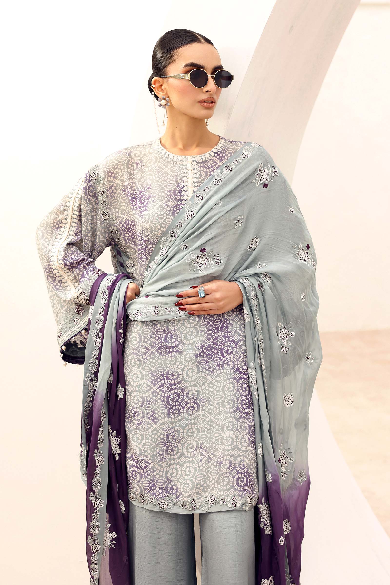 3 Piece Embroidered Silk Suit