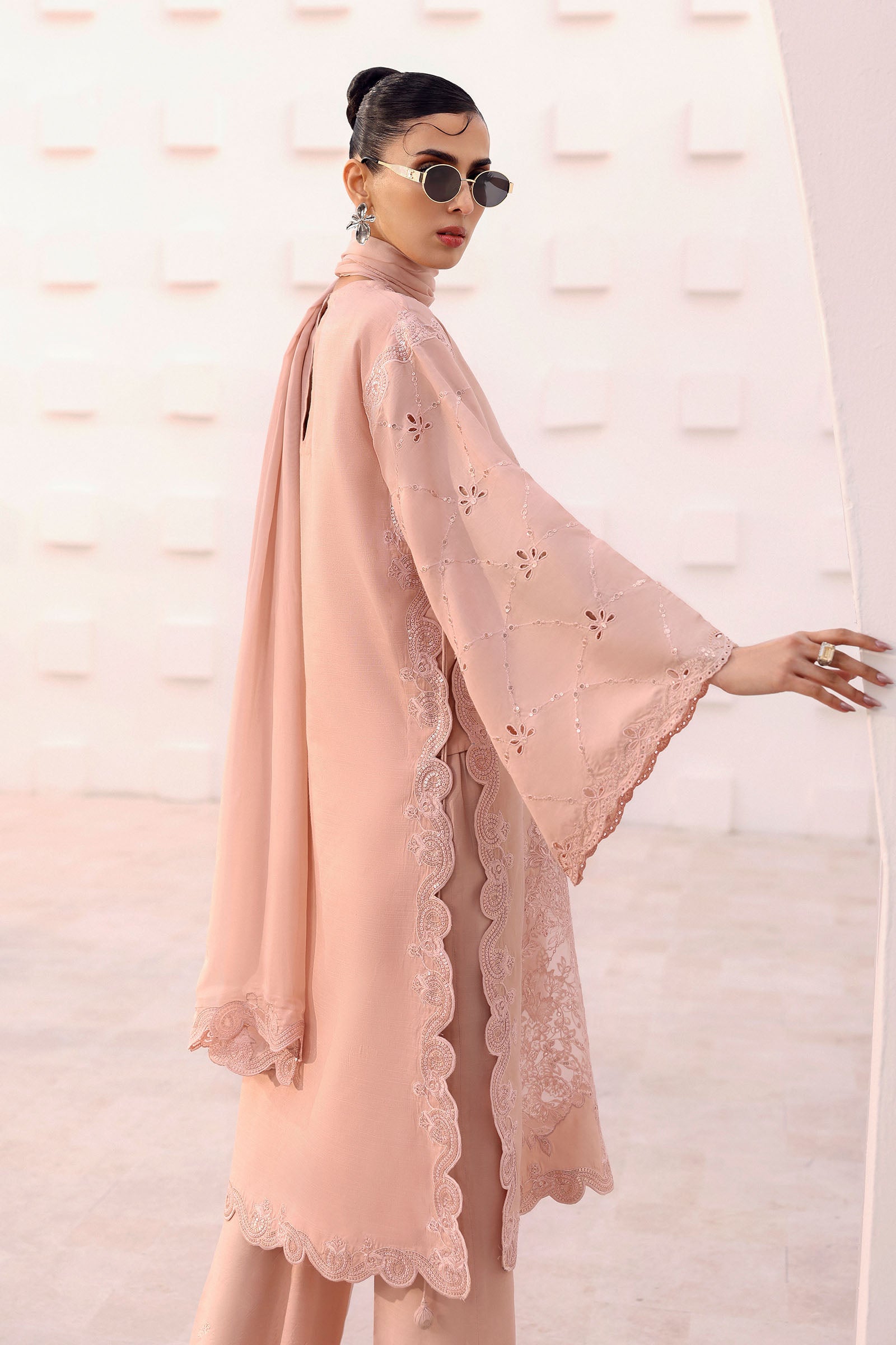 3 Piece Embroidered Raw Silk Suit