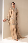 3 Piece Embroidered Raw Silk Suit