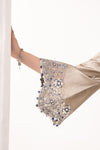 3 Piece Embroidered Self Tassel Silk Suit