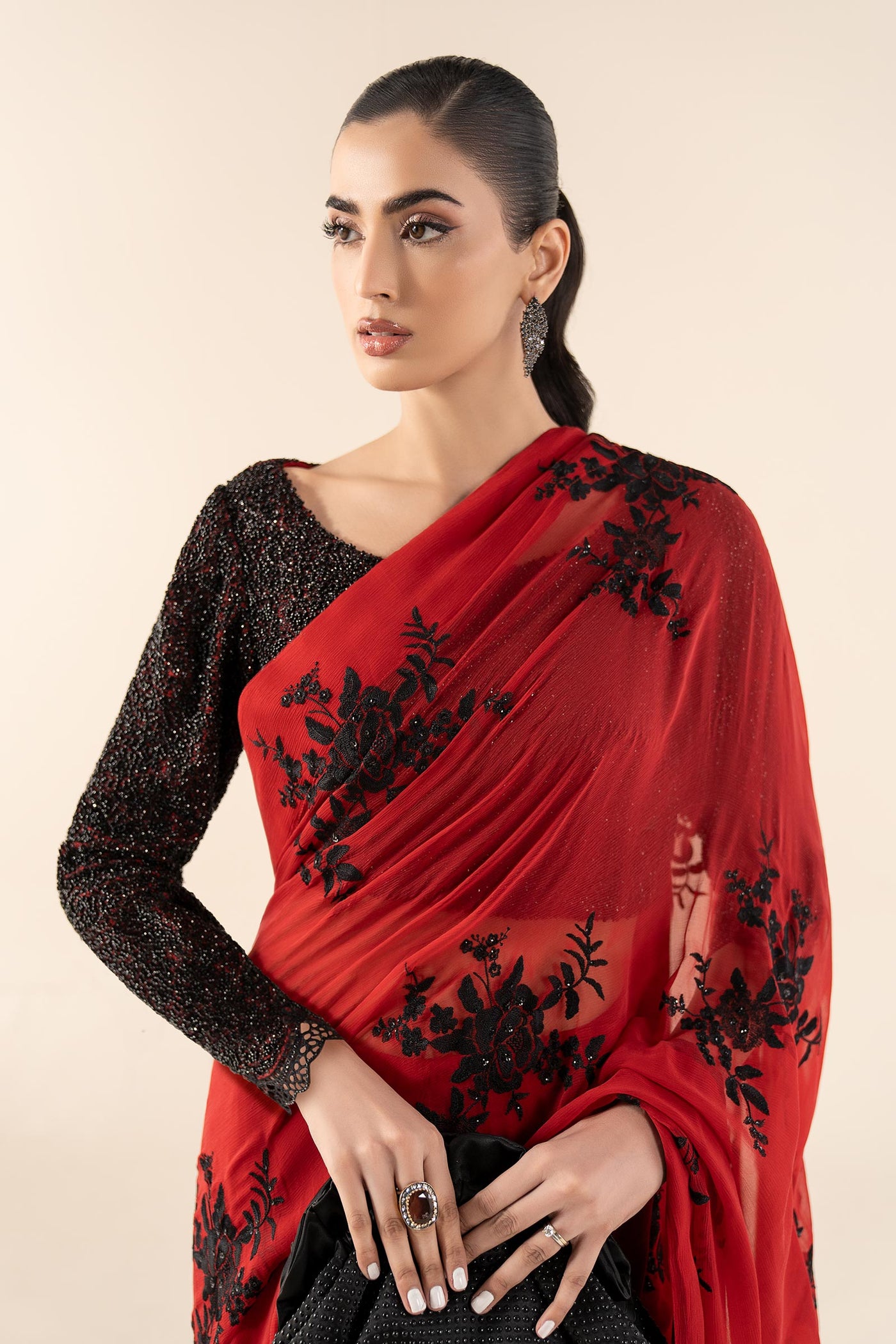 Embroidered Chiffon Saree