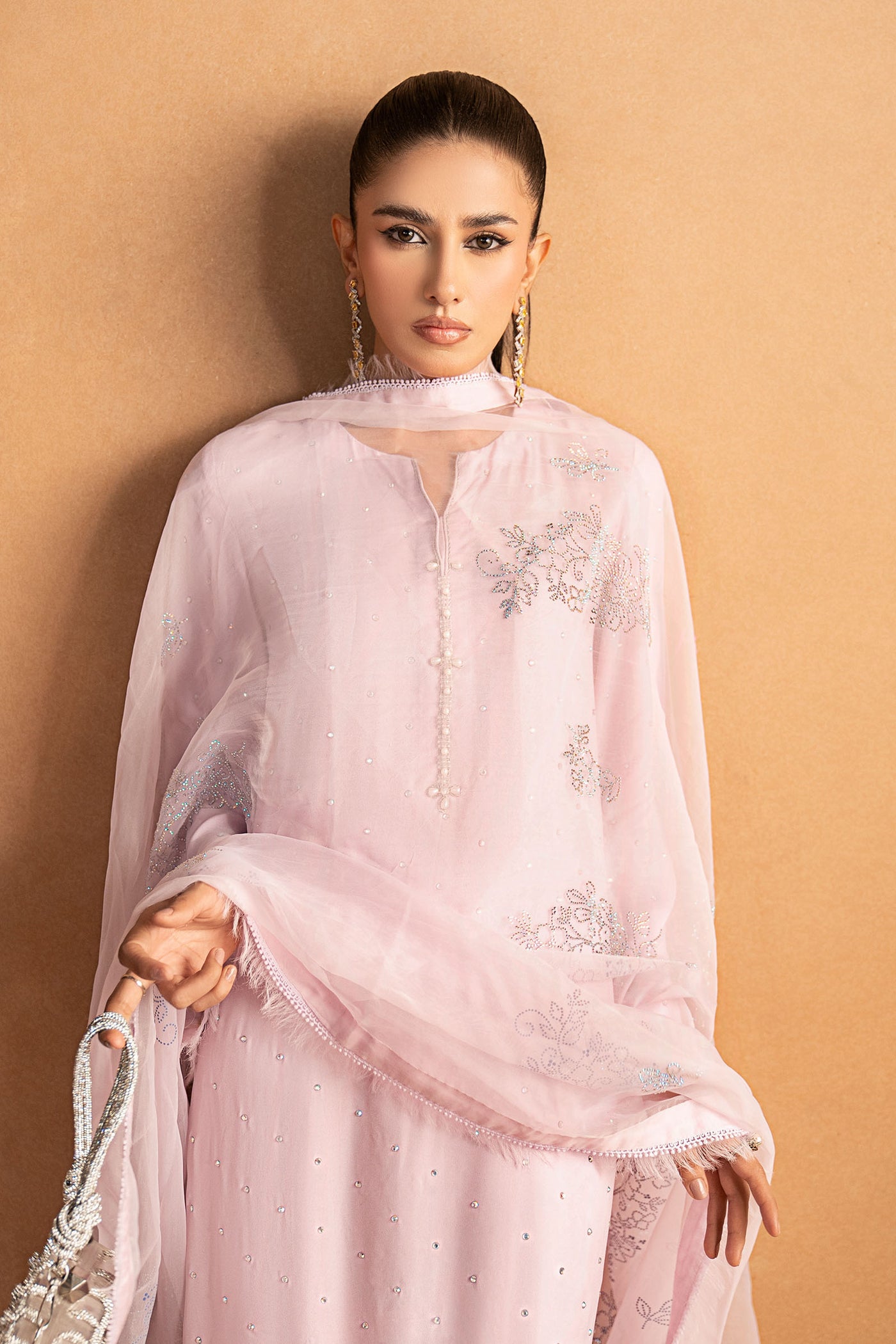 3 Piece Embellished Crepe Suit