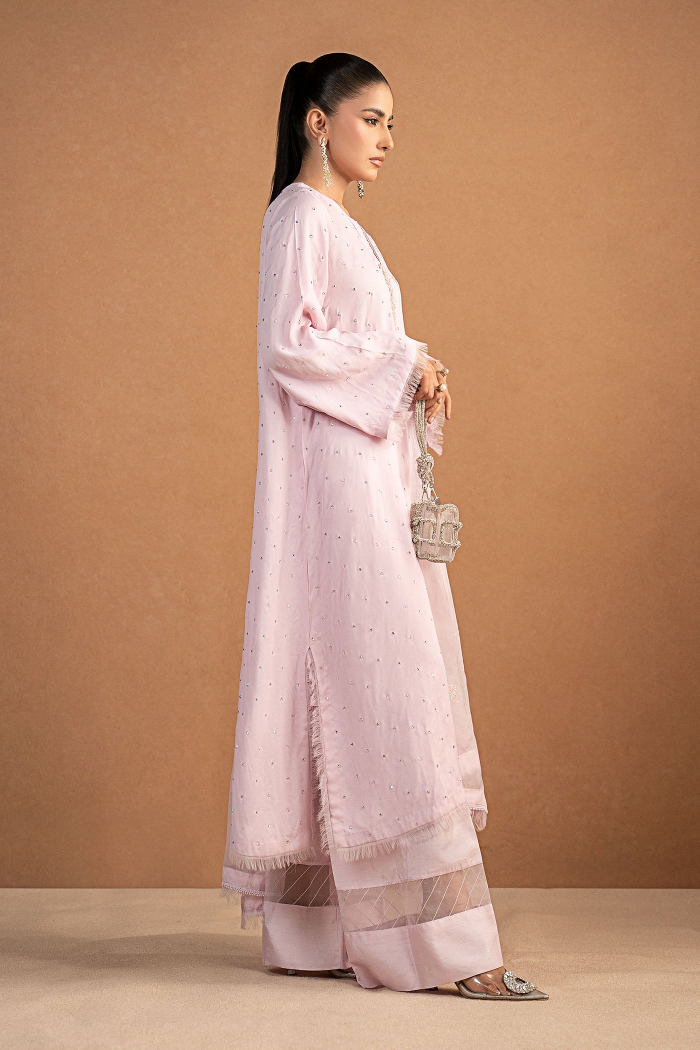 3 Piece Embellished Crepe Suit