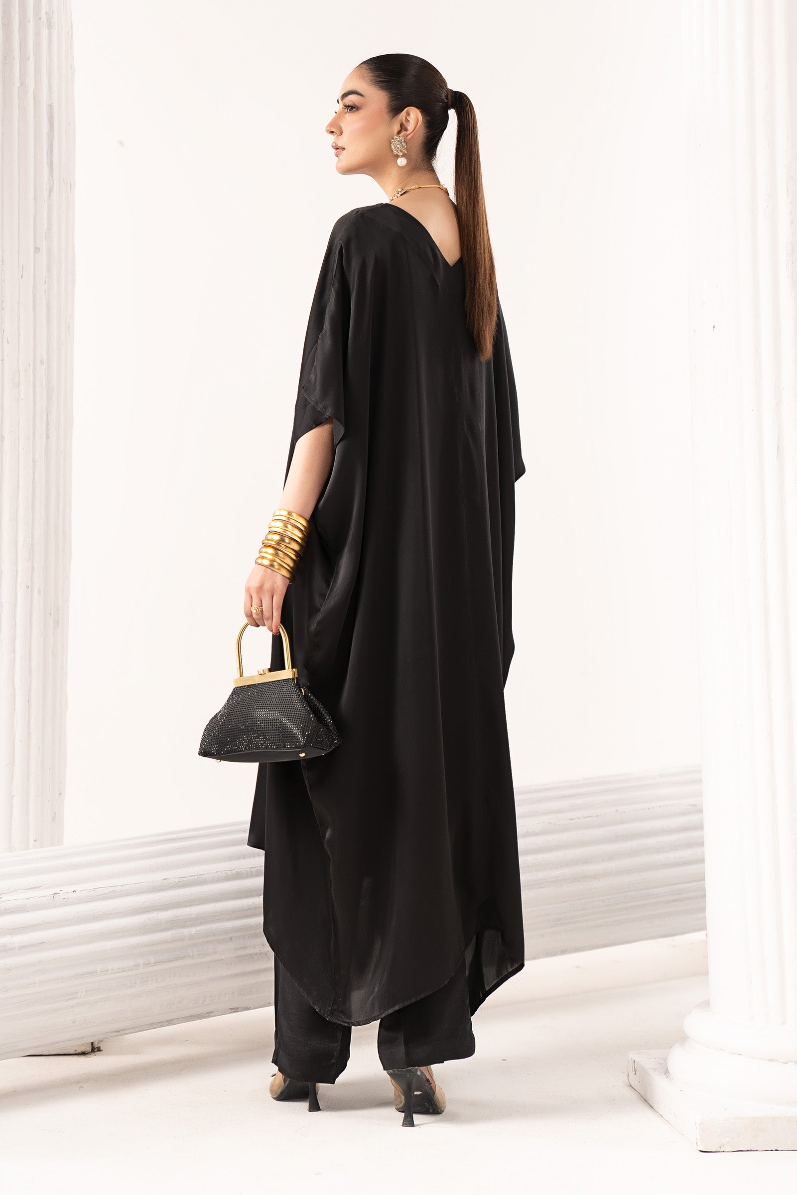 3 Piece Embroidered Satin Silk Suit