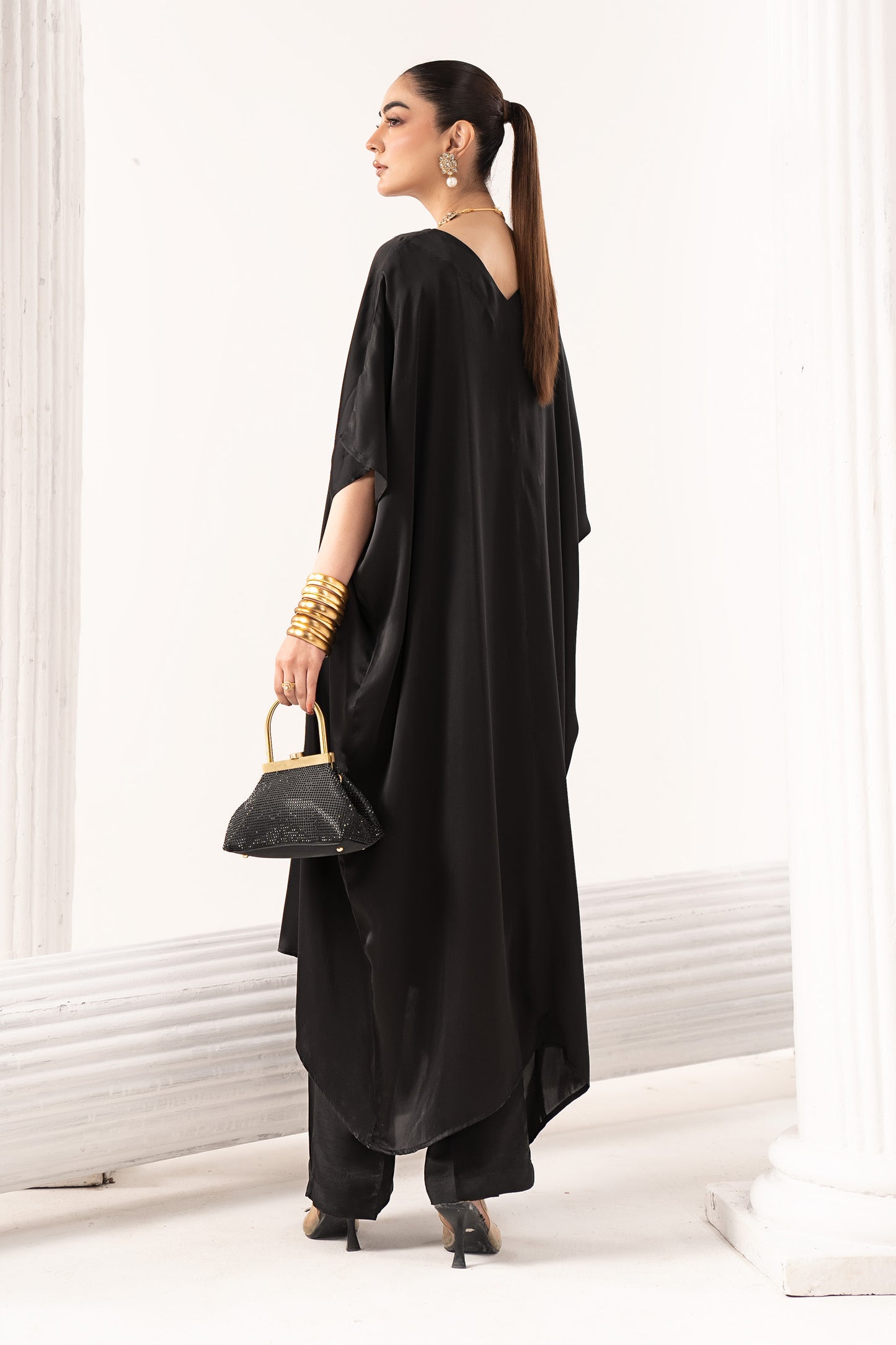 3 Piece Embroidered Satin Silk Suit