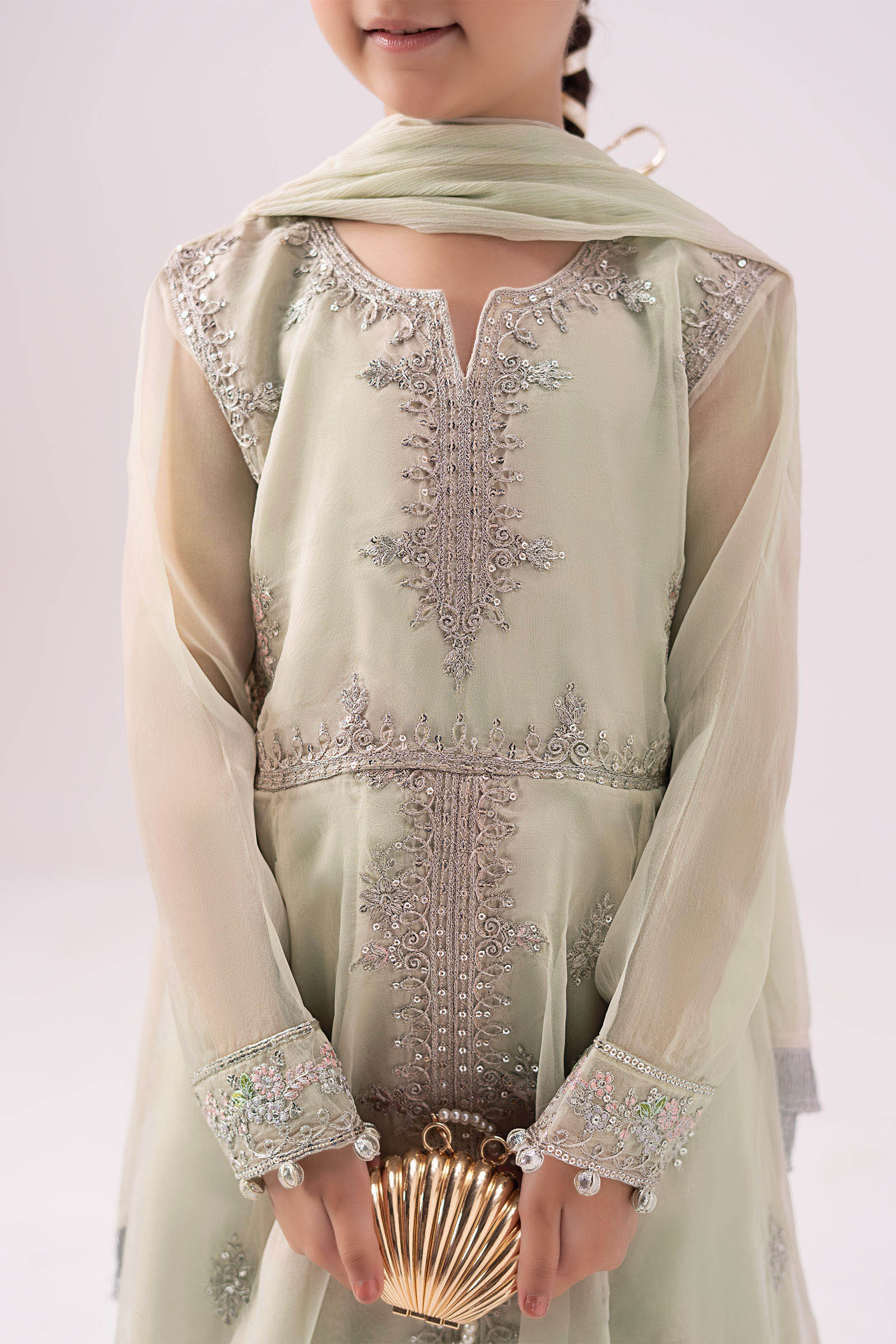 3 Piece Embroidered Organza Suit