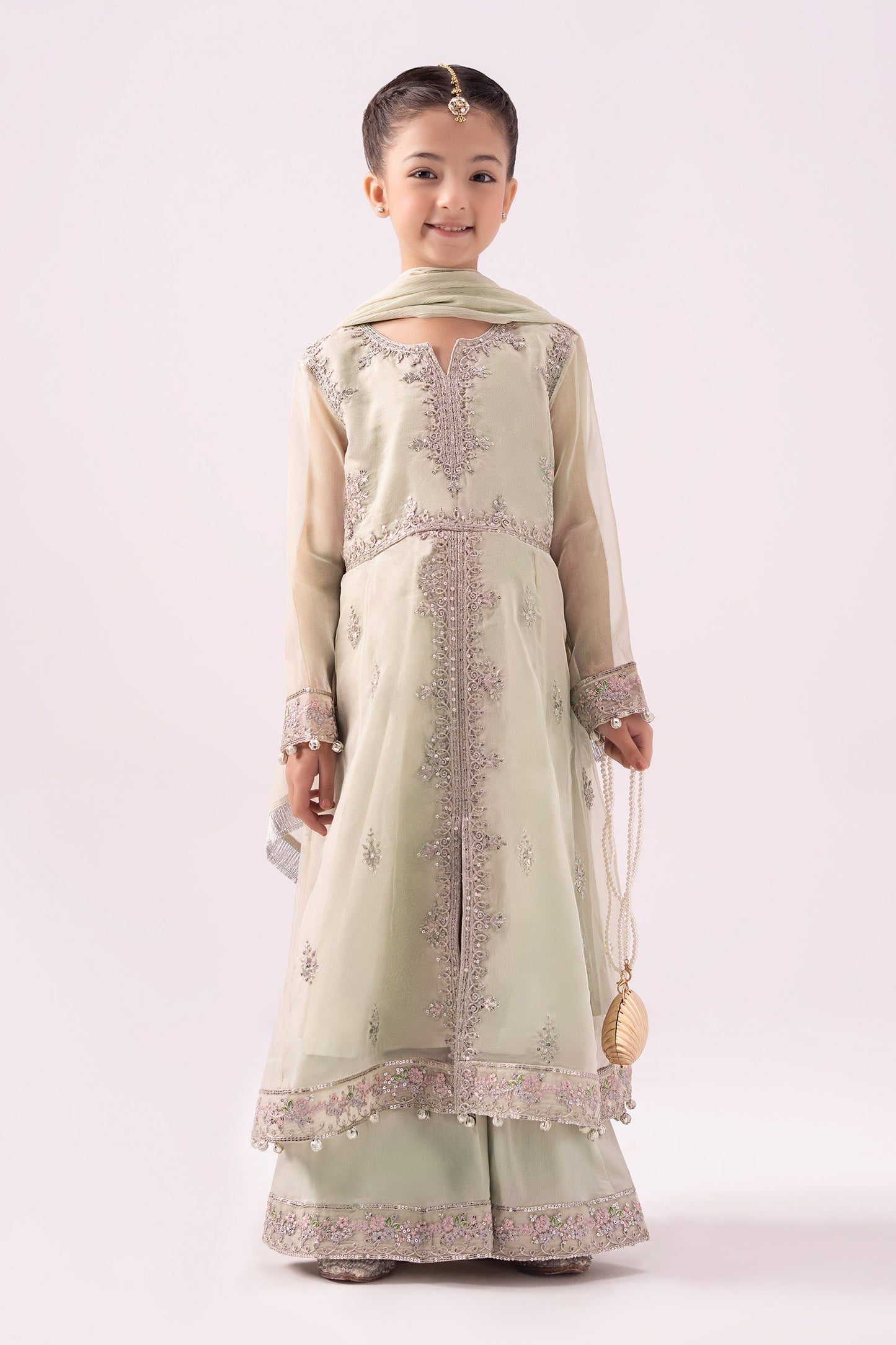 3 Piece Embroidered Organza Suit