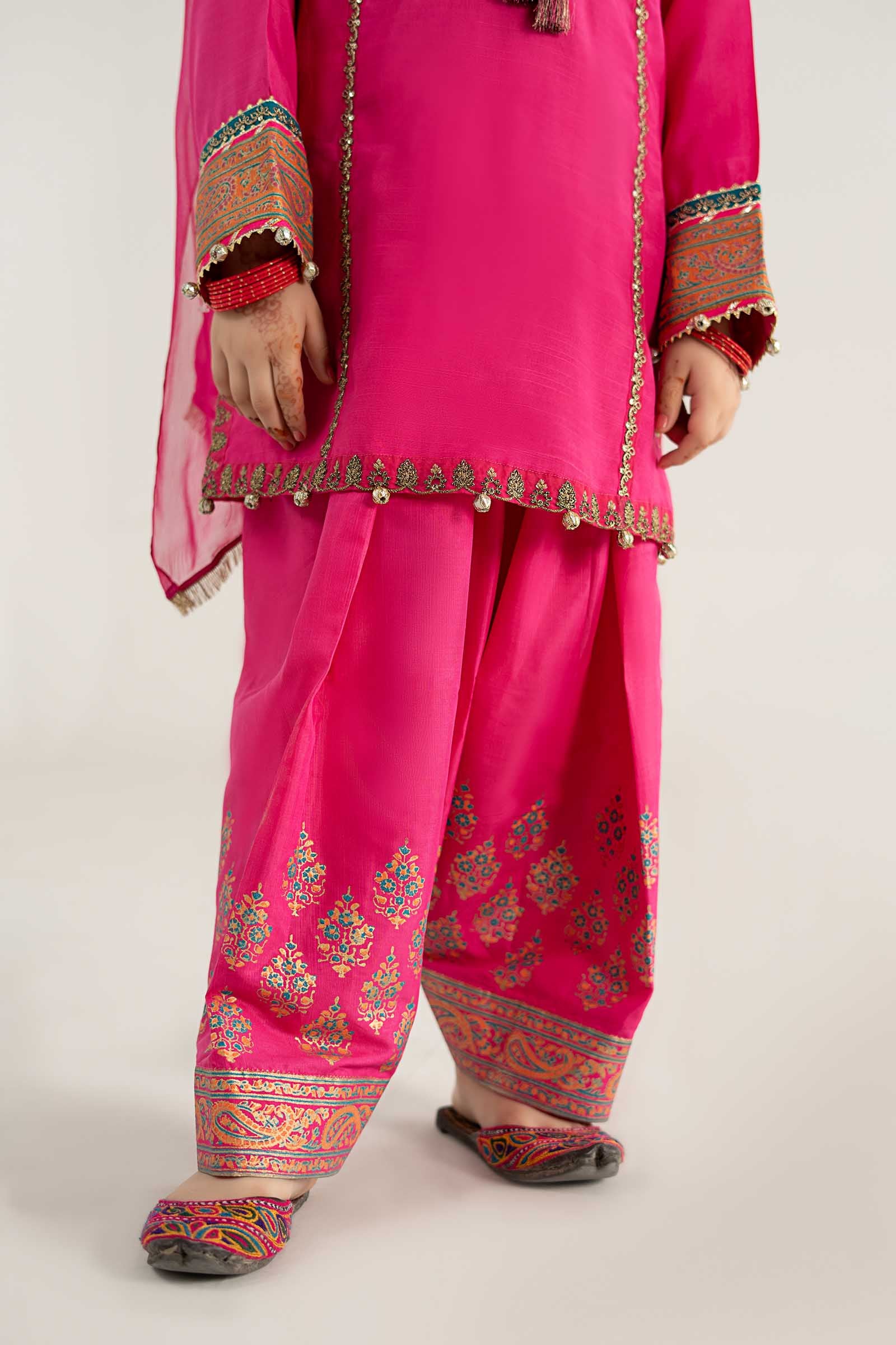 3 Piece Embroidered Raw Silk Suit