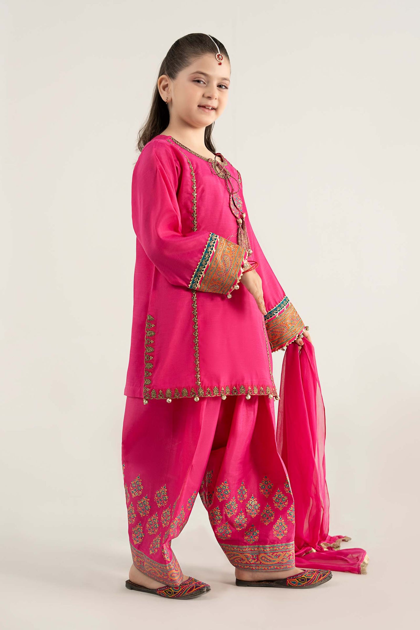 3 Piece Embroidered Raw Silk Suit