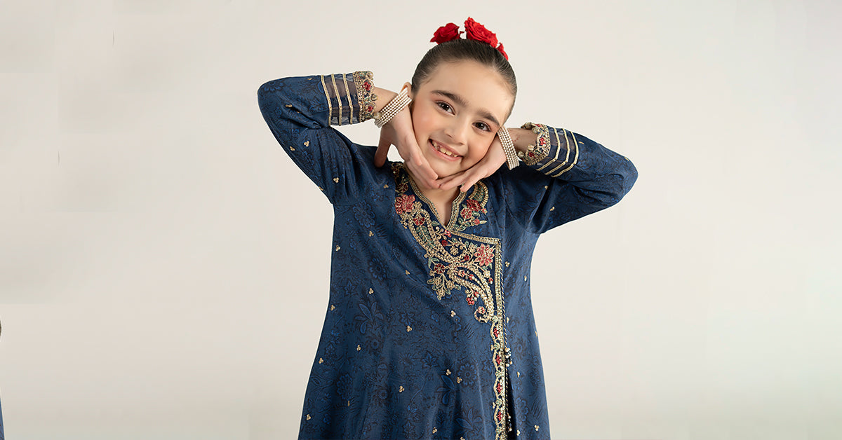 3 Piece Embroidered Raw Silk Suit