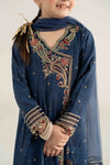 3 Piece Embroidered Raw Silk Suit