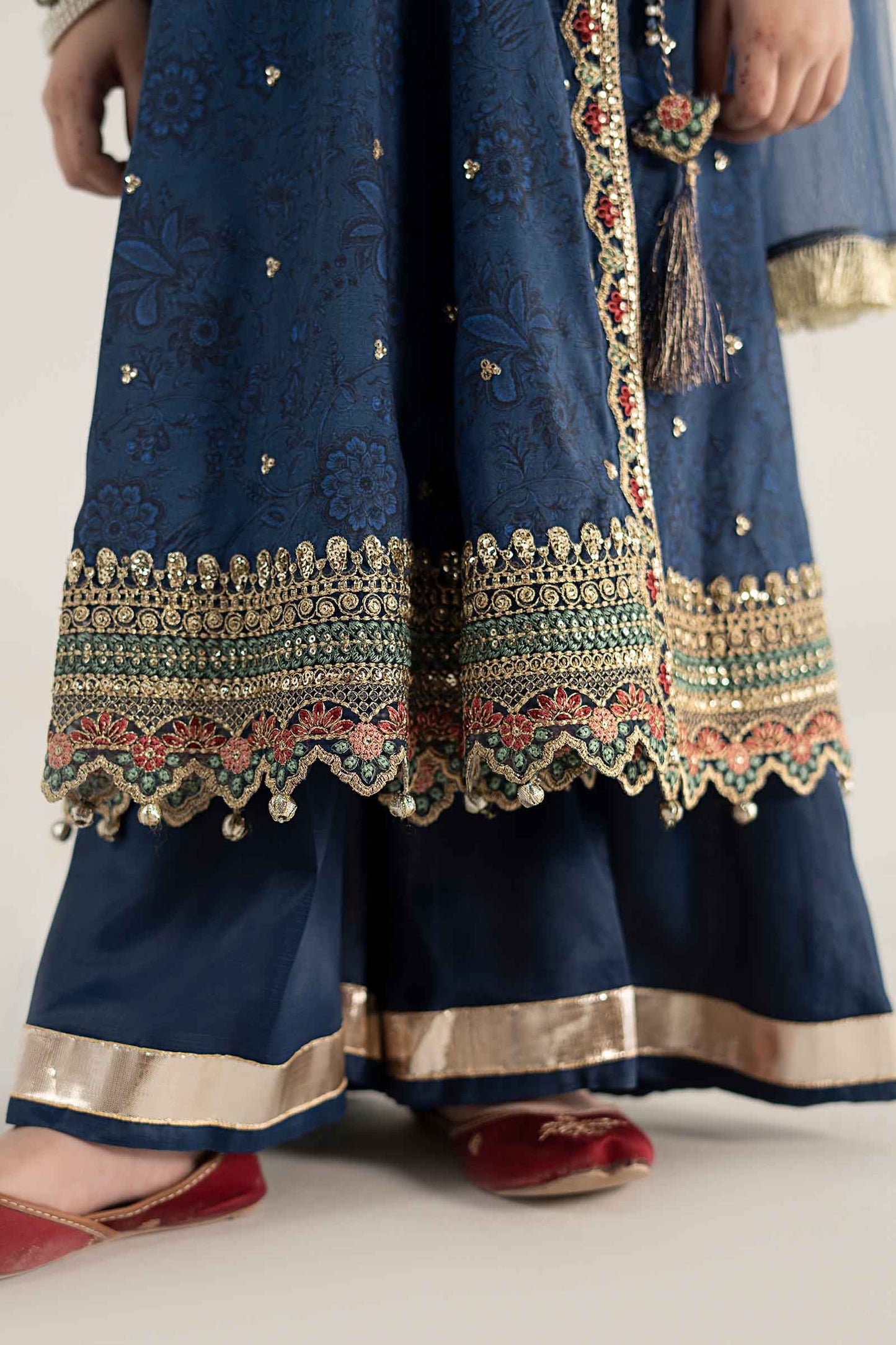 3 Piece Embroidered Raw Silk Suit