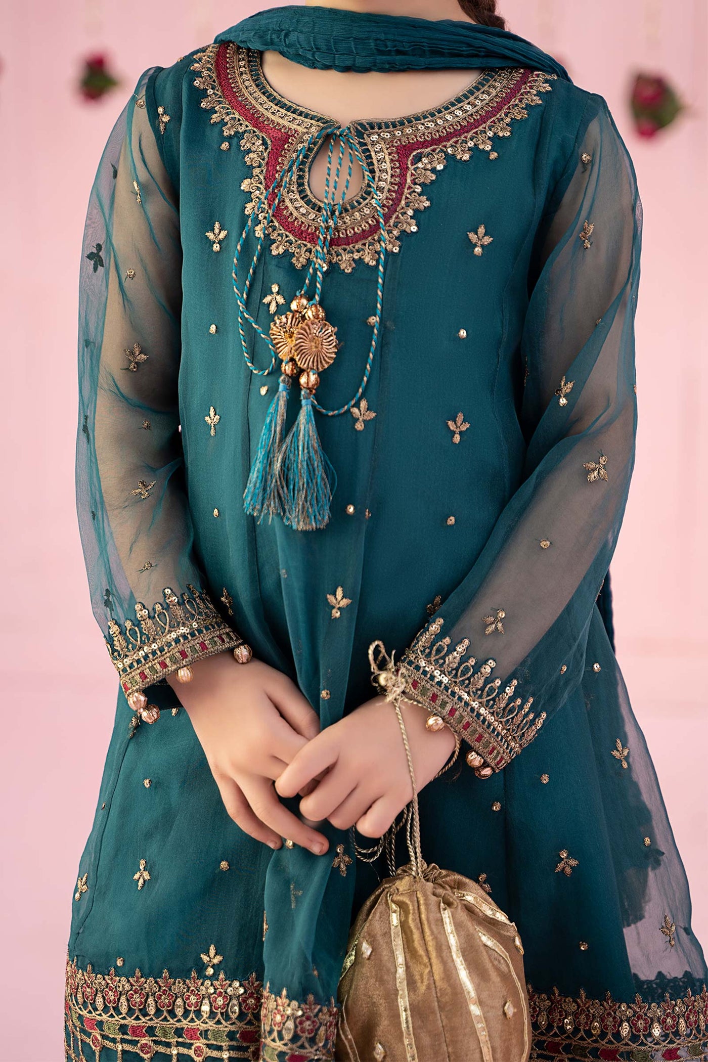 3 Piece Embroidered Organza Suit