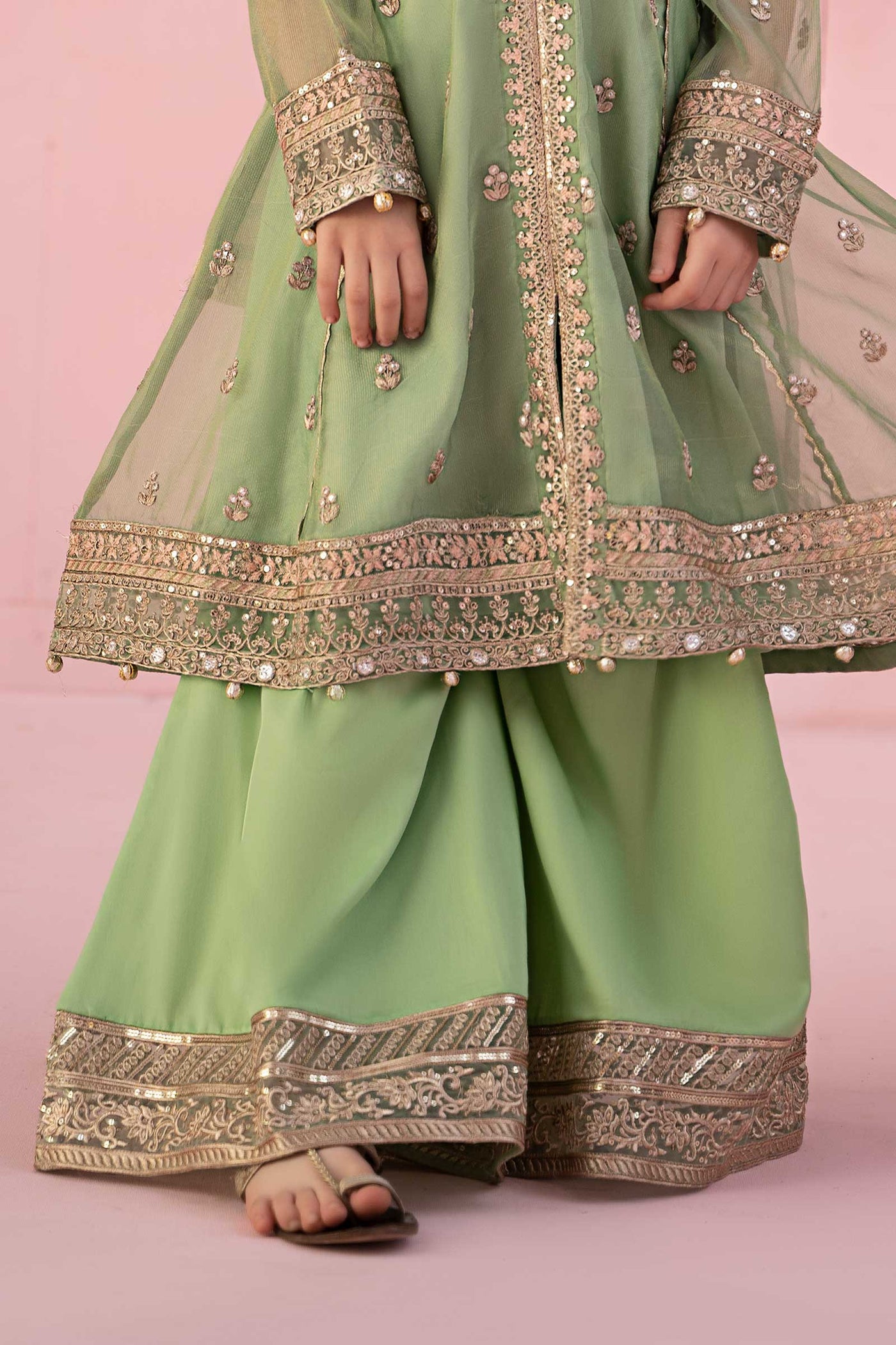 3 Piece Embroidered Zari Line Organza Suit