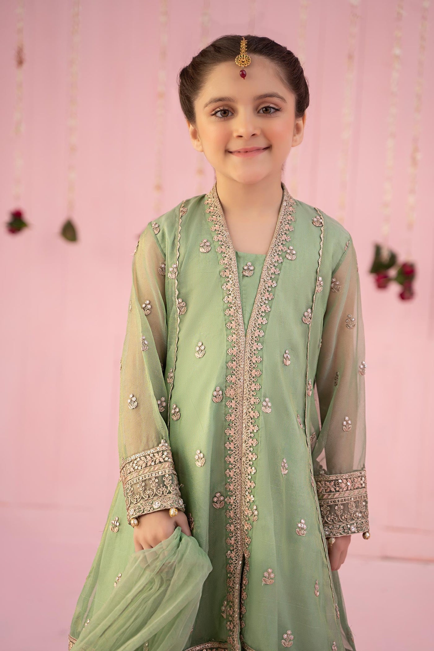3 Piece Embroidered Zari Line Organza Suit