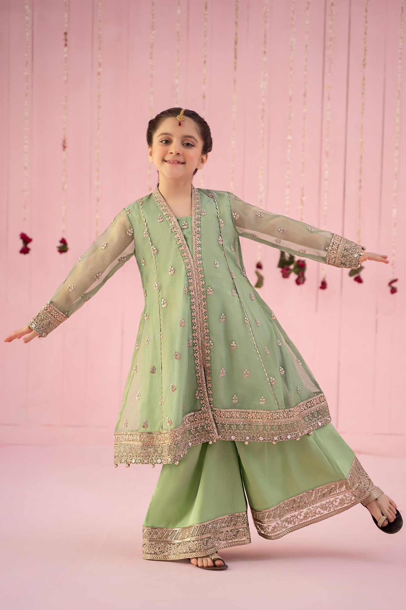 3 Piece Embroidered Zari Line Organza Suit
