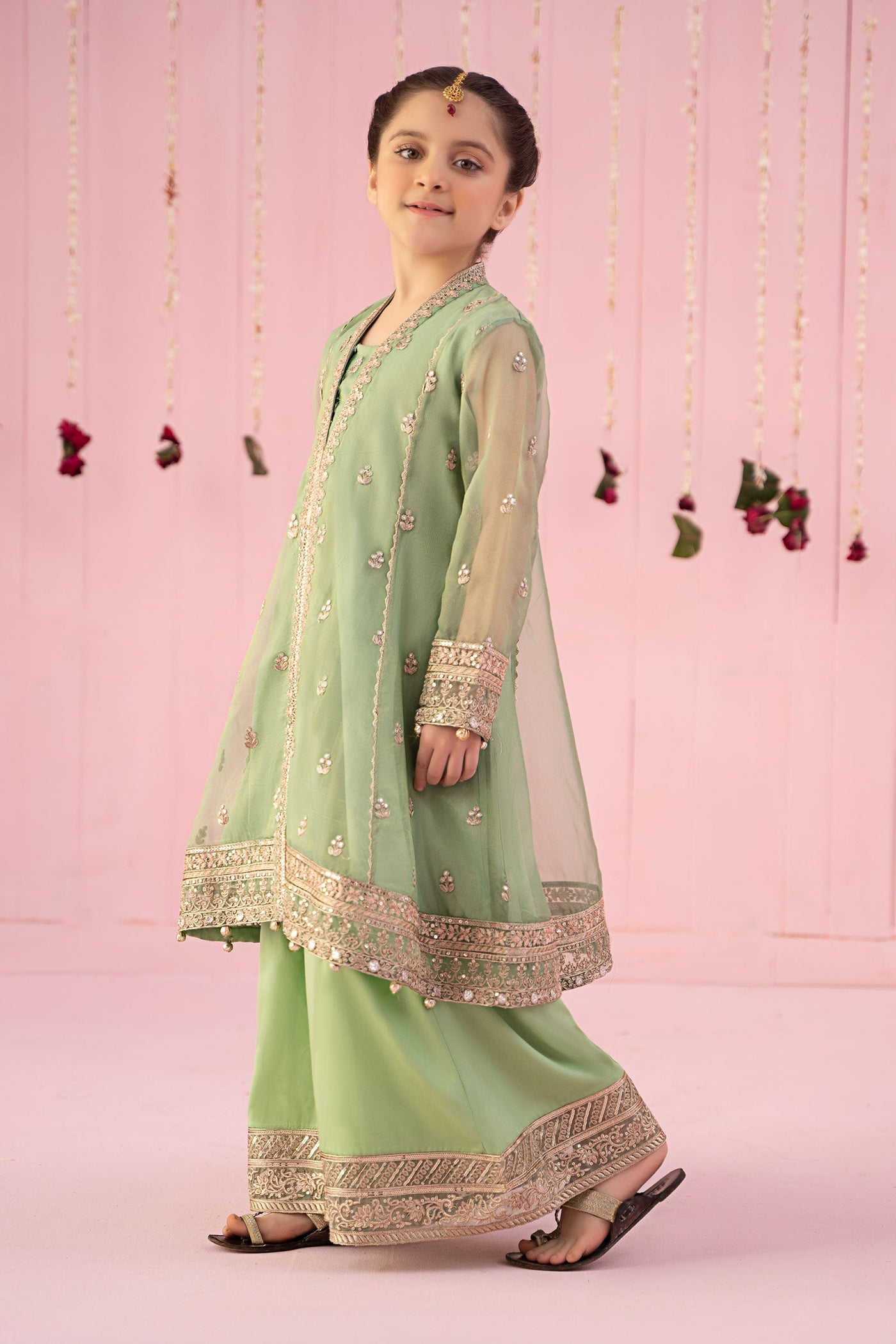 3 Piece Embroidered Zari Line Organza Suit