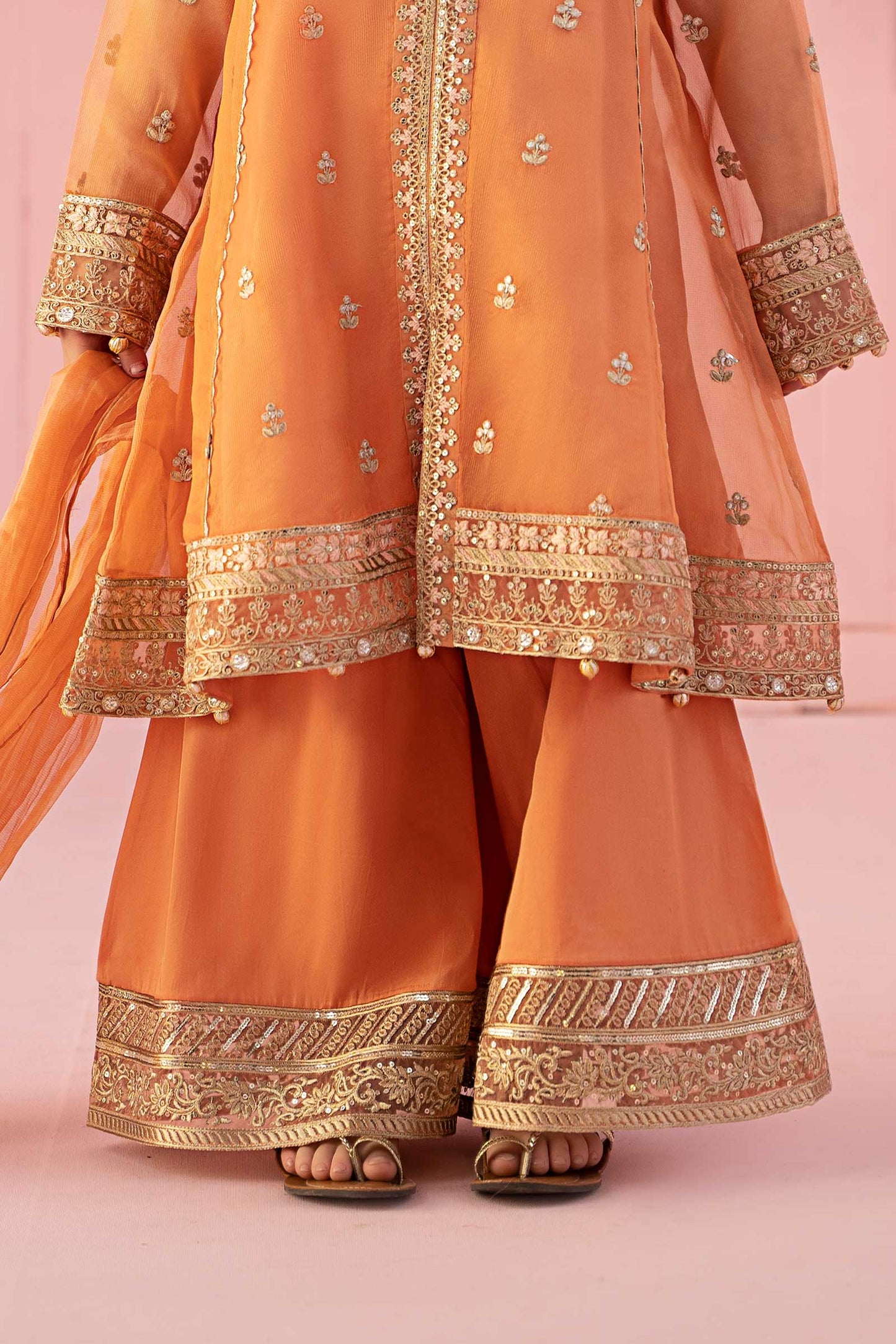 3 Piece Embroidered Zari Line Organza Suit