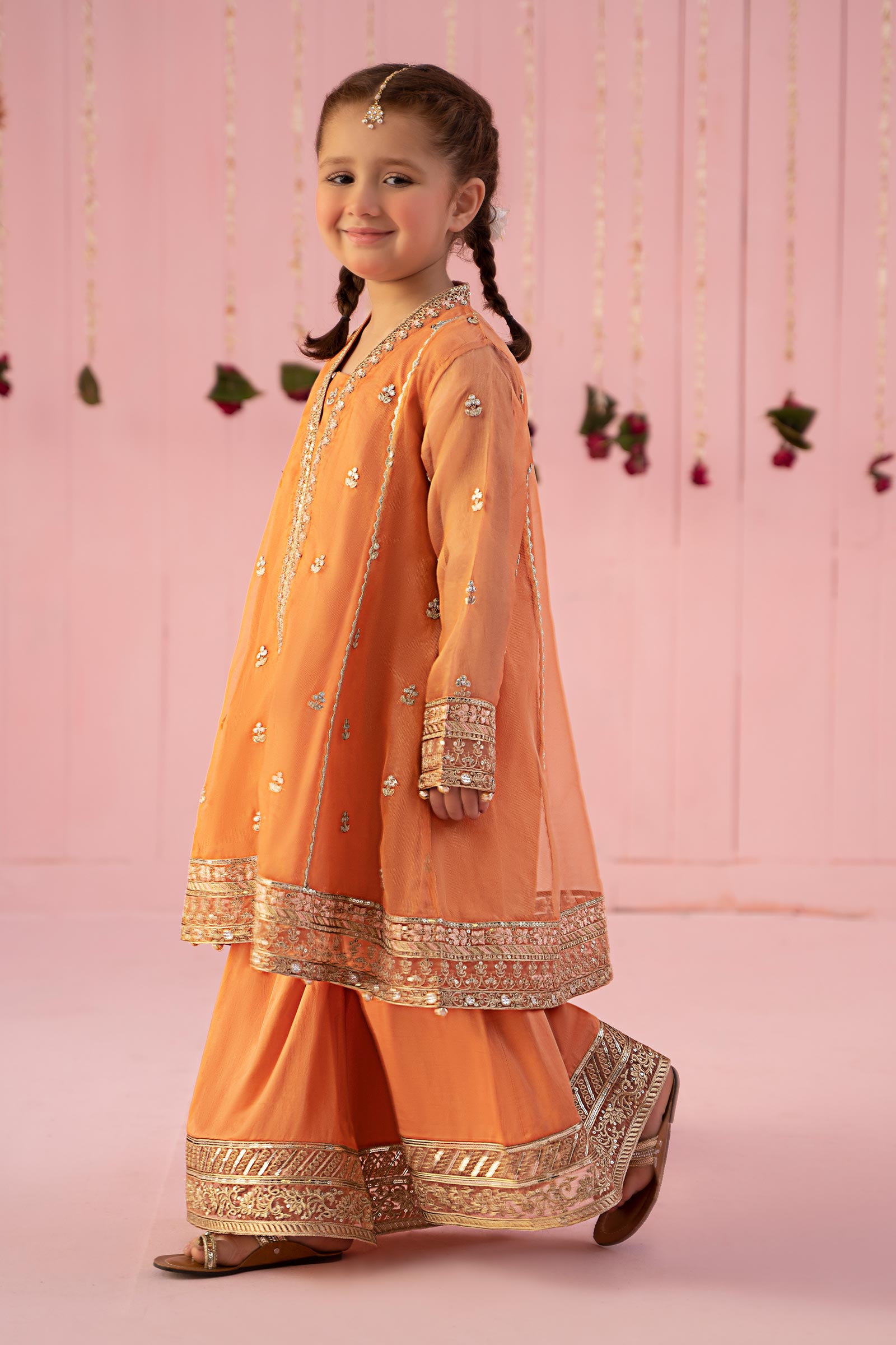 3 Piece Embroidered Zari Line Organza Suit