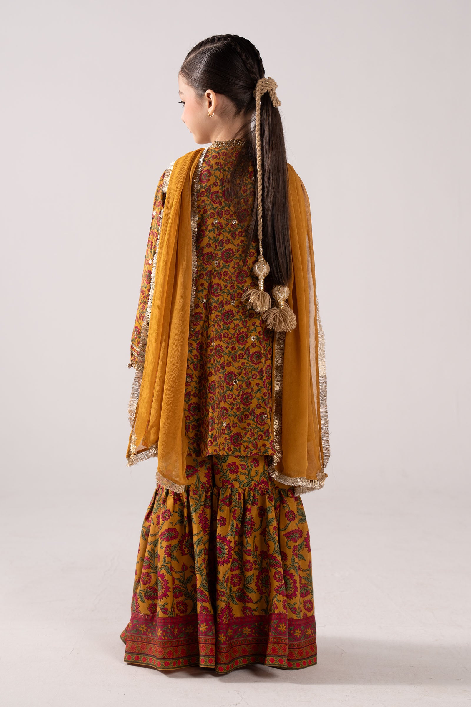 3 Piece Embroidered Raw Silk Suit