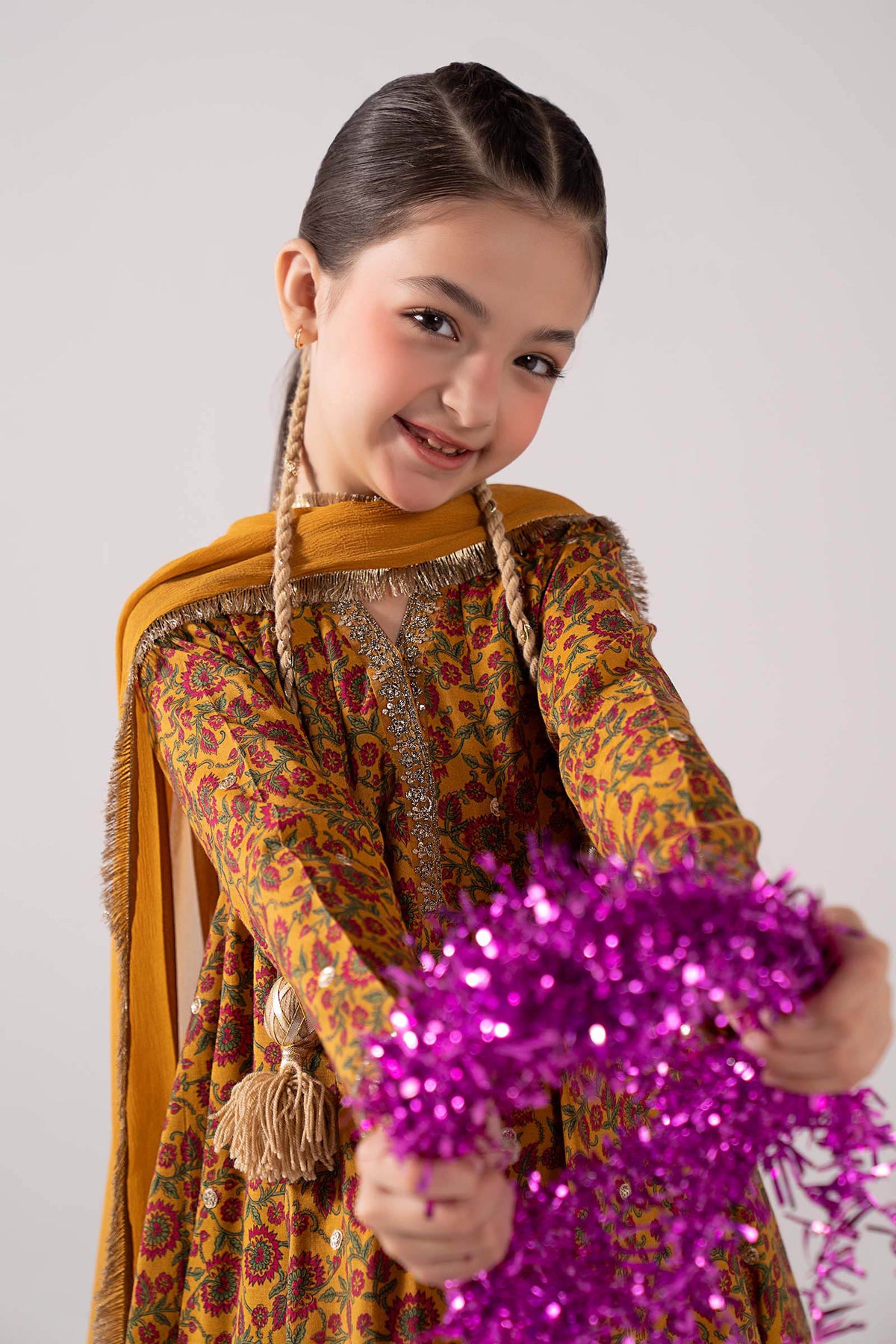 3 Piece Embroidered Raw Silk Suit