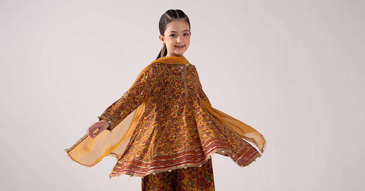 3 Piece Embroidered Raw Silk Suit