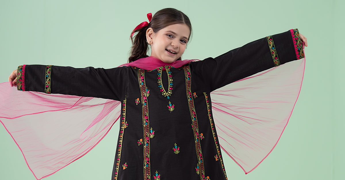 3 Piece Embroidered Dobby Suit