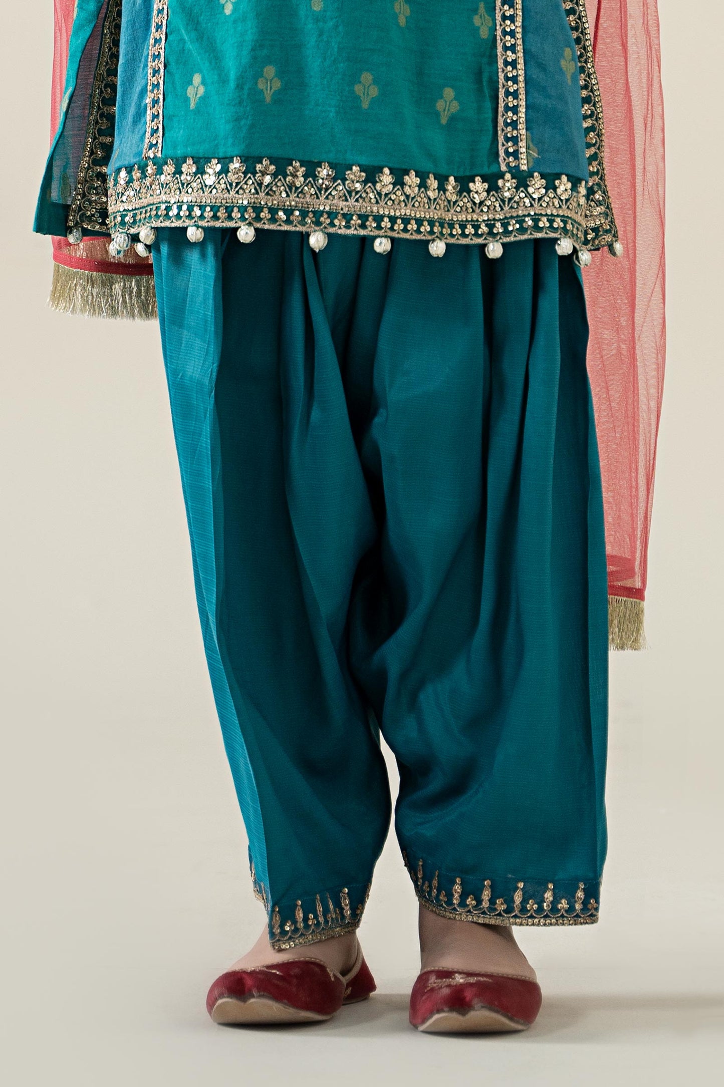 3 Piece Embroidered Paper Cotton Jacquard Suit