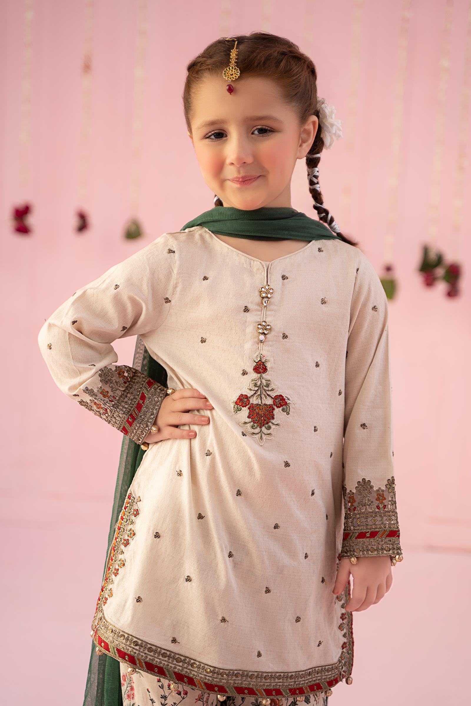 3 Piece Embroidered Dobby Suit