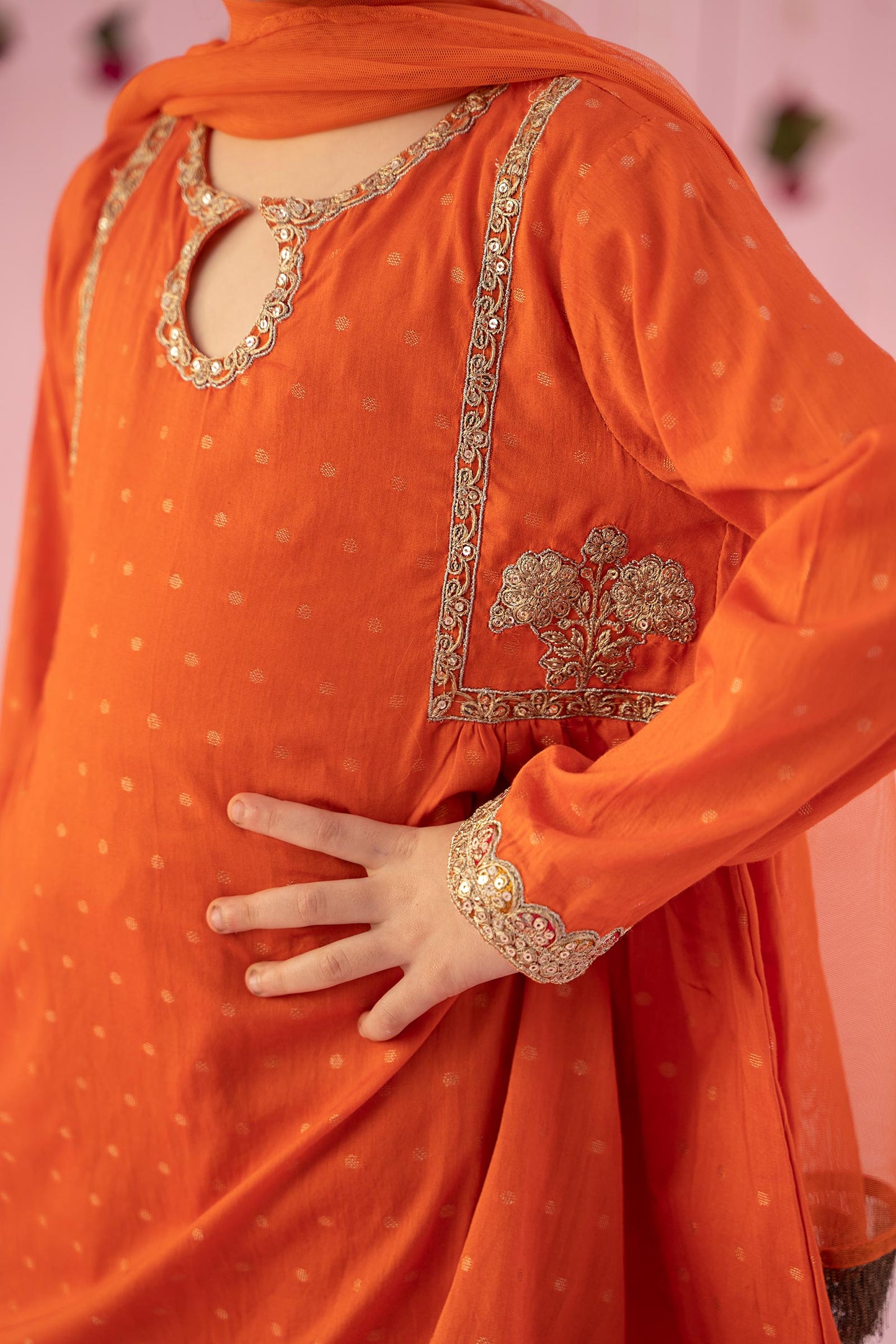 3 Piece Embroidered Jacquard Broshia Suit