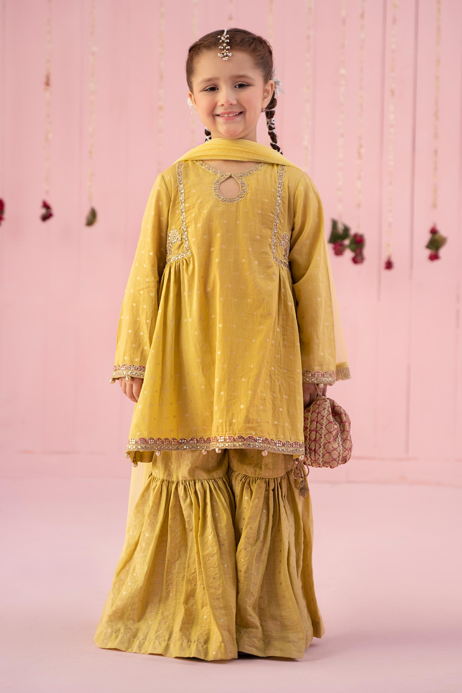 3 Piece Embroidered Jacquard Broshia Suit