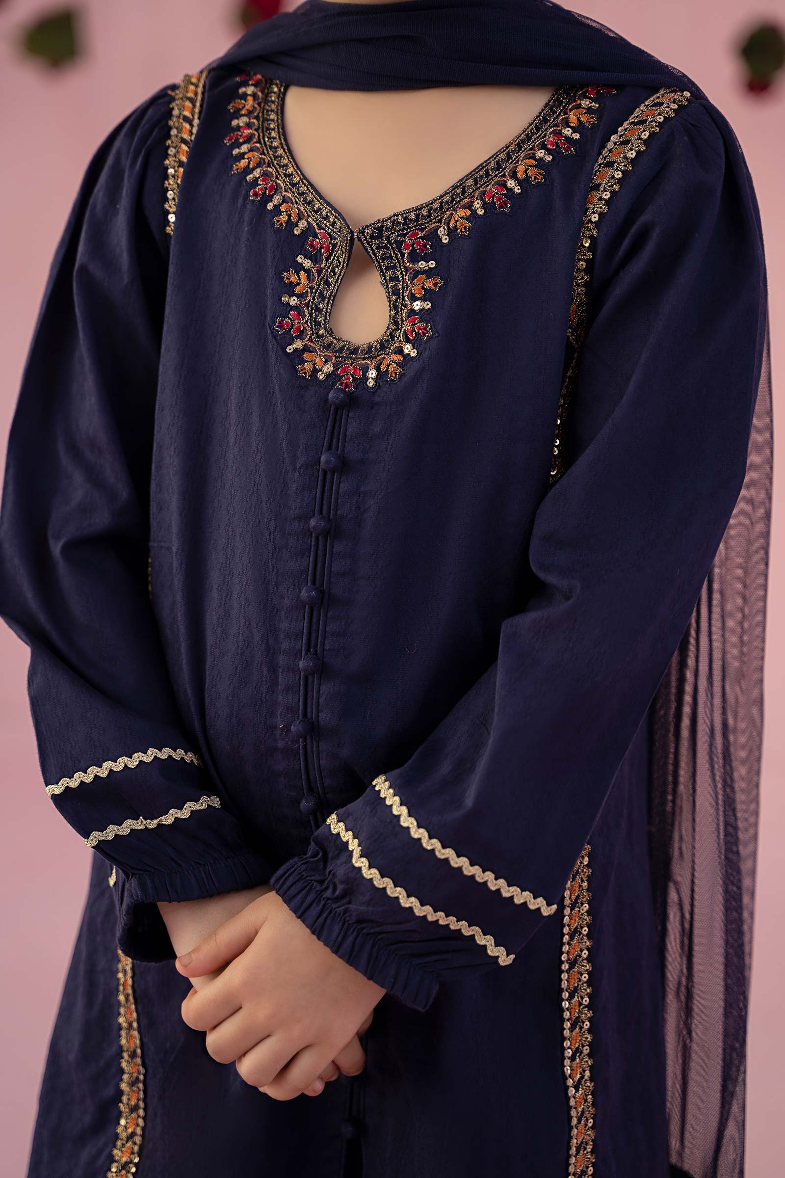 3 Piece Embroidered Dobby Suit