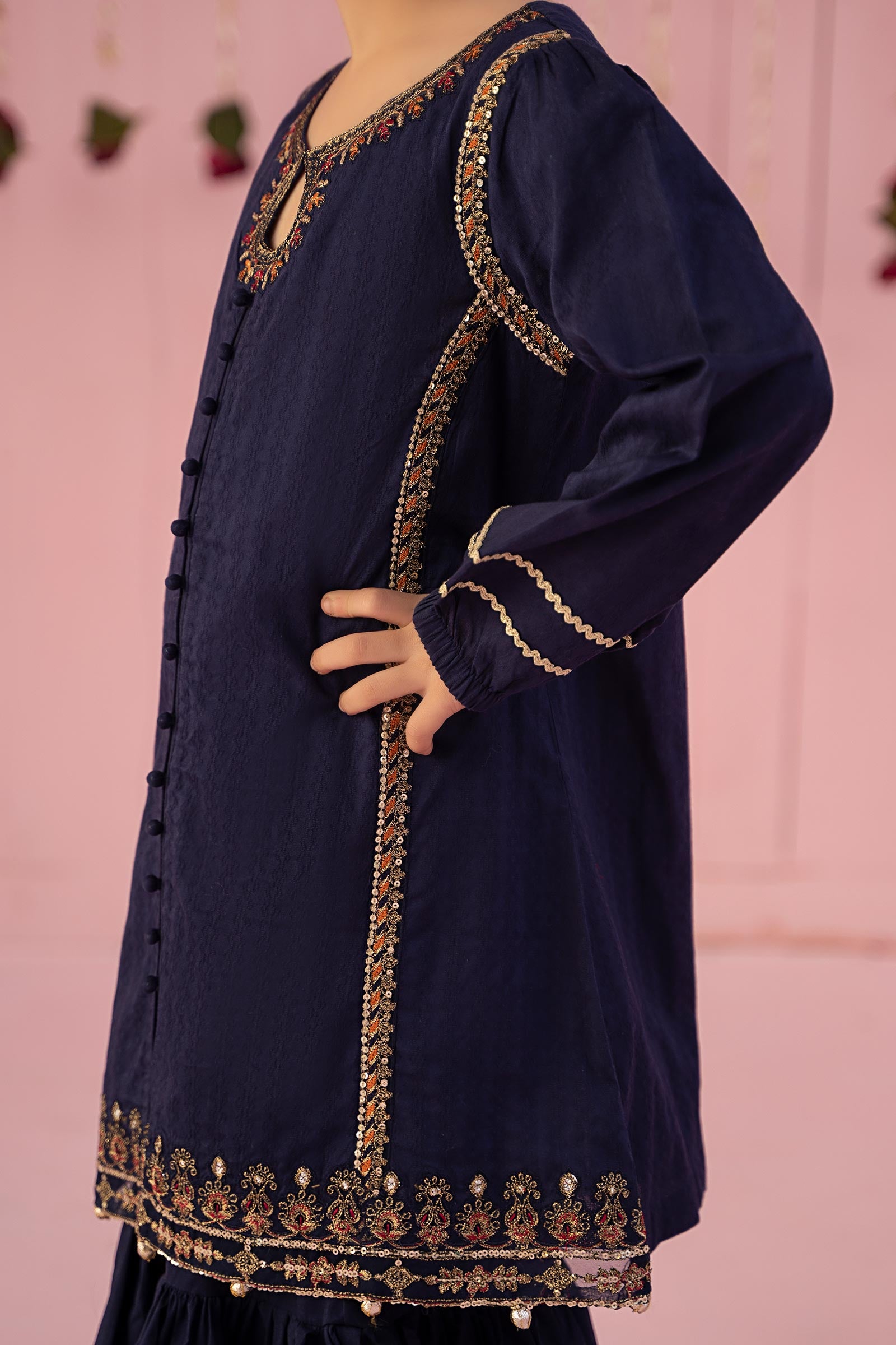 3 Piece Embroidered Dobby Suit