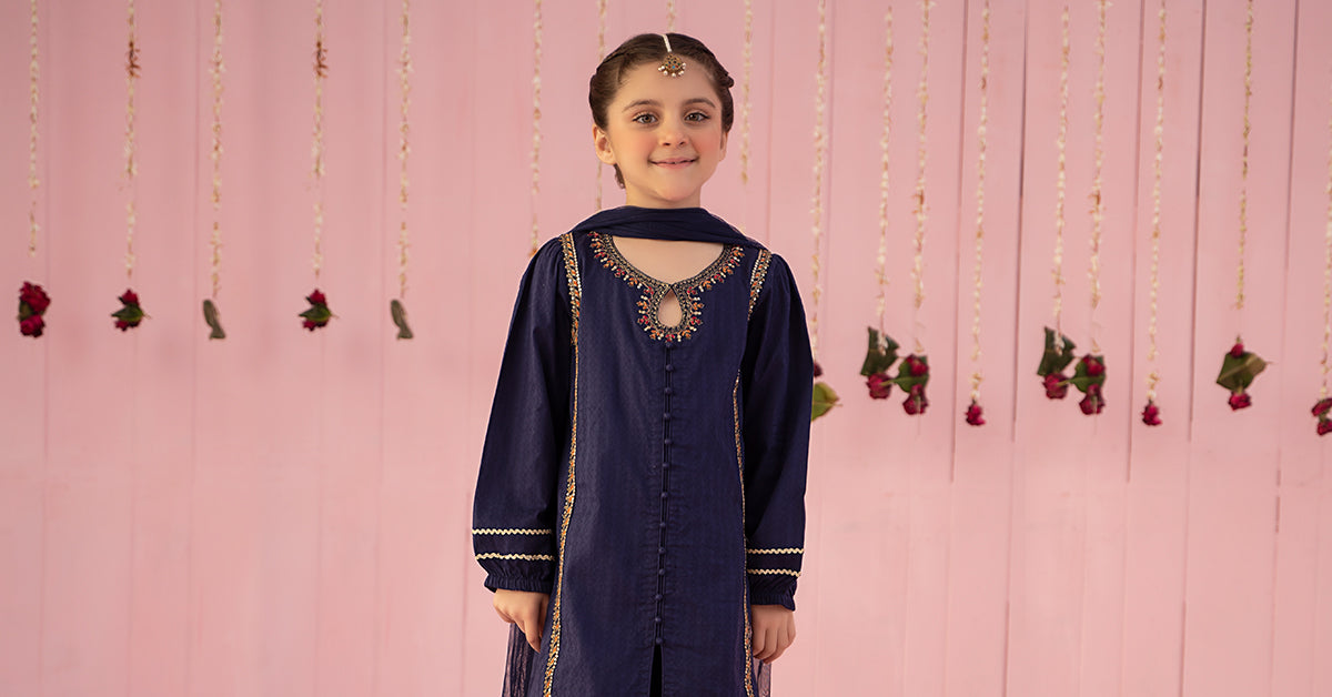 3 Piece Embroidered Dobby Suit | MKD-EF24-20