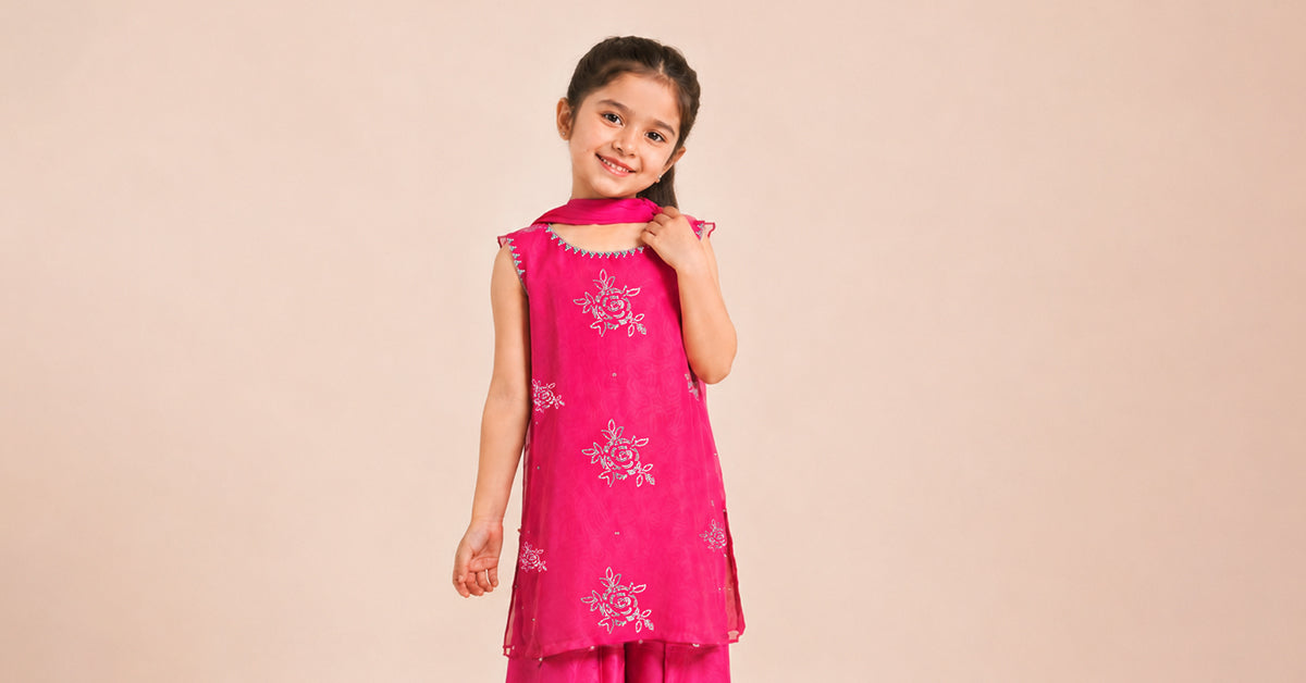 3 Piece Embroidered Organza Suit