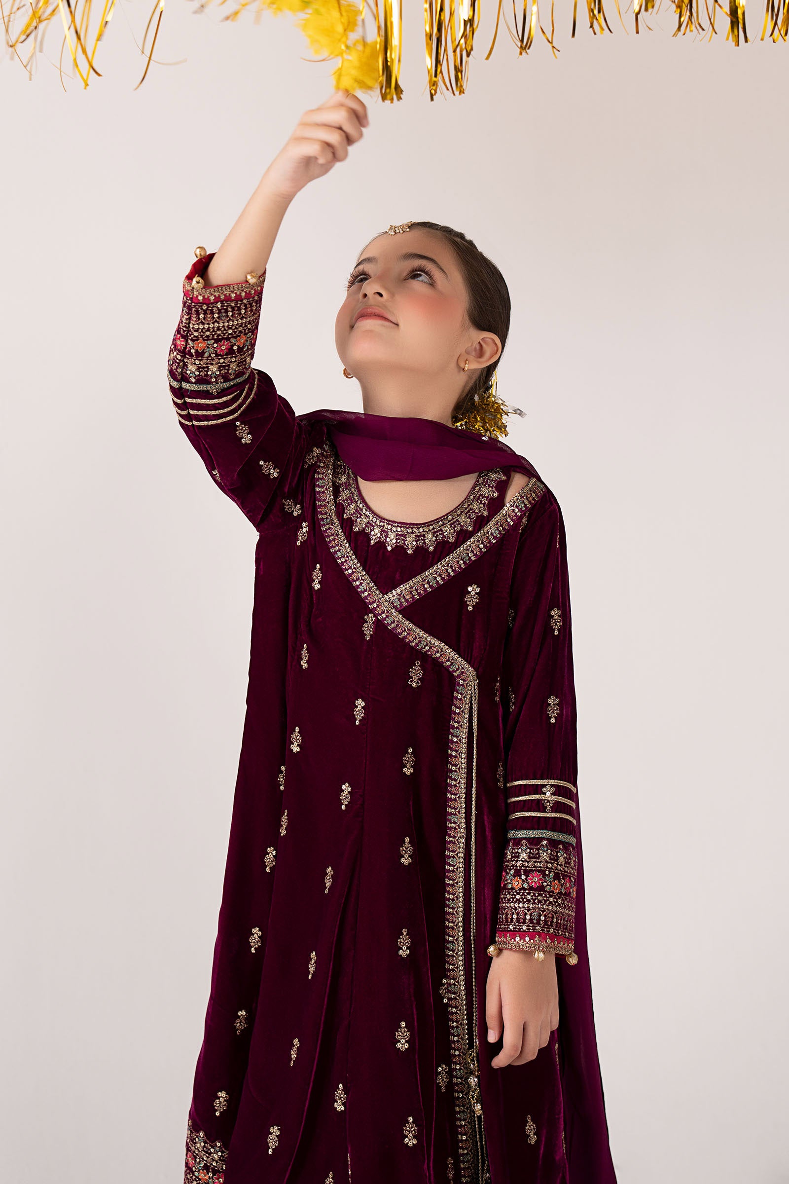 3 Piece Embroidered Velvet Suit