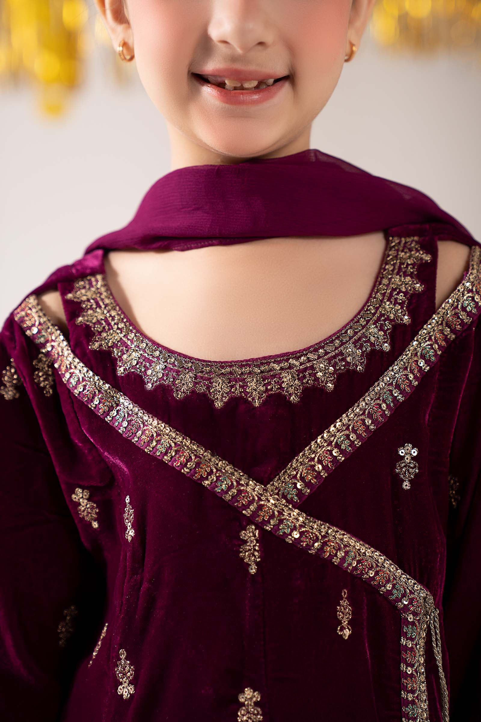 3 Piece Embroidered Velvet Suit