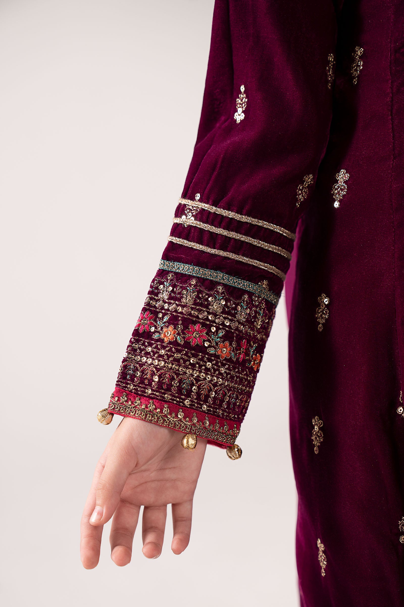 3 Piece Embroidered Velvet Suit