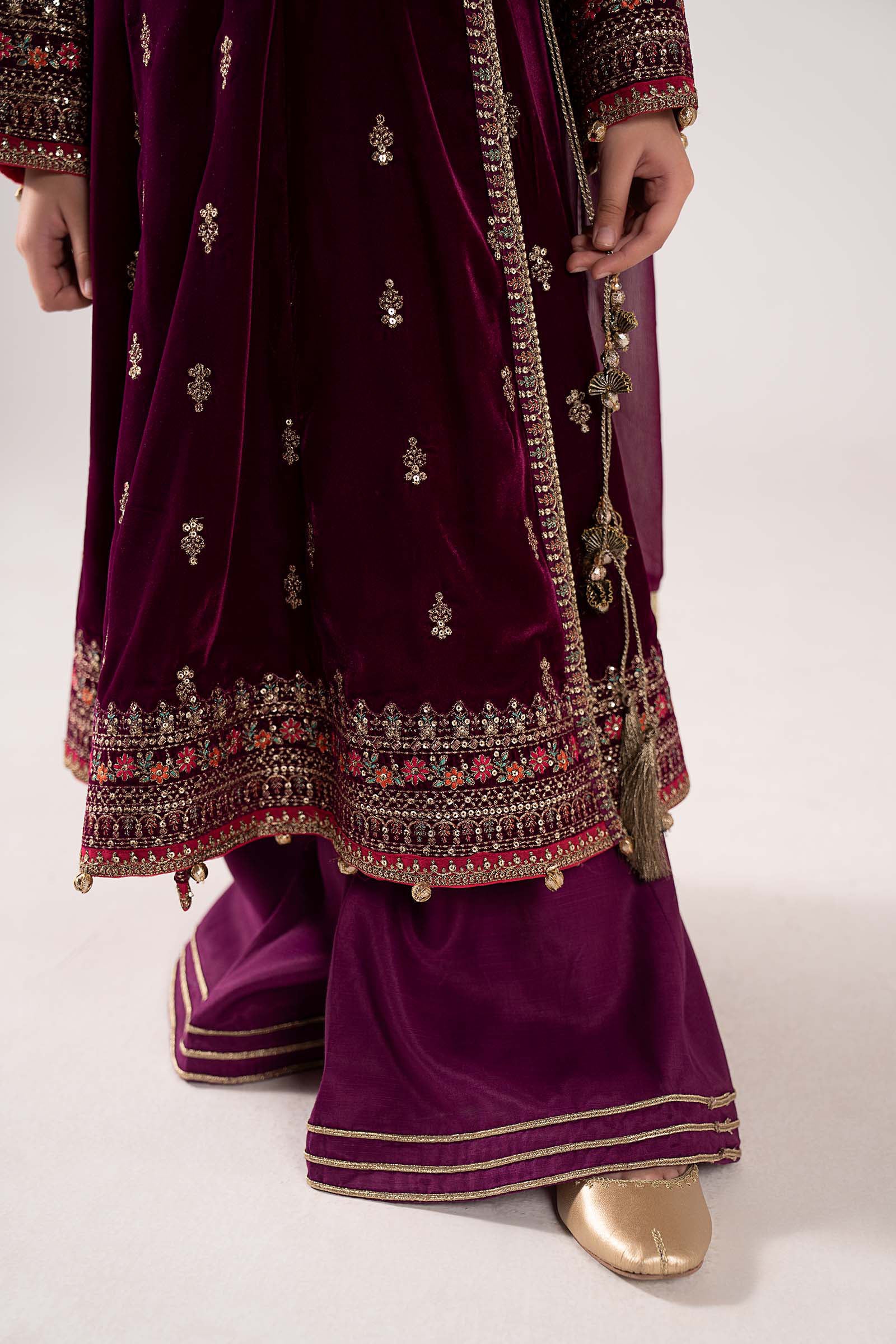 3 Piece Embroidered Velvet Suit