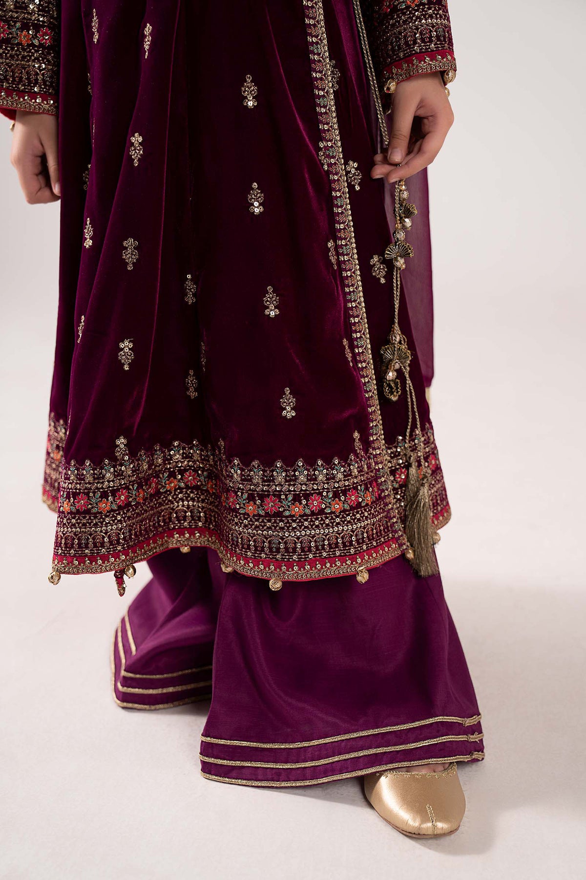 3 Piece Embroidered Velvet Suit